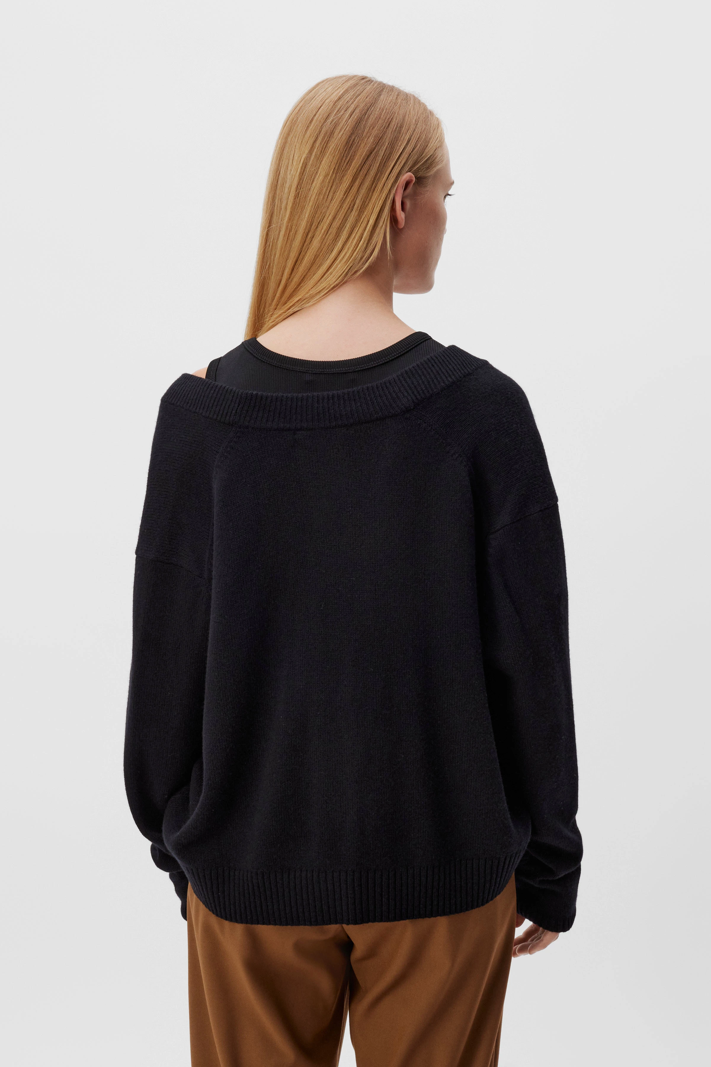 SONTJE - Strickjacke in Kaschmir-Woll-Mix - Damen - schwarz - Rückansicht