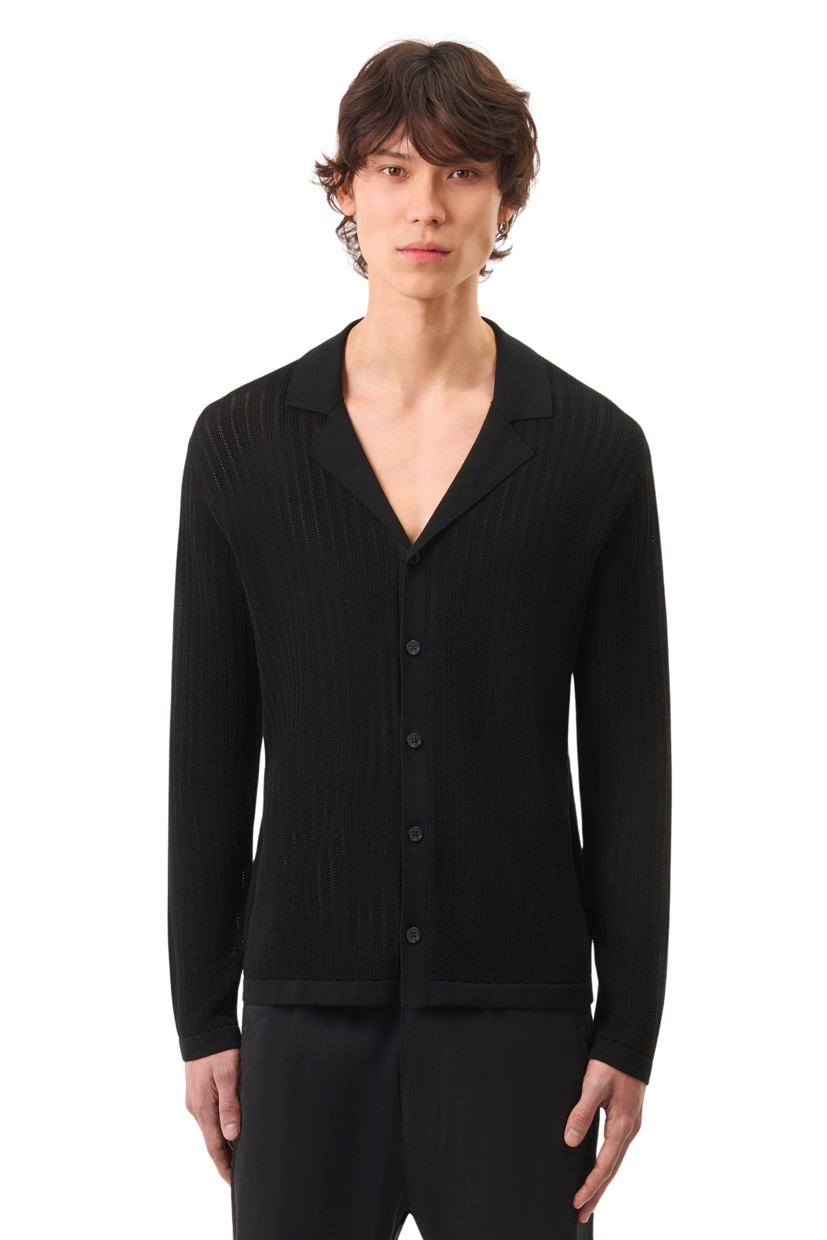 RAYMONT - Cardigan in mercerised cotton - men - Natural Aluminium - Frontansicht