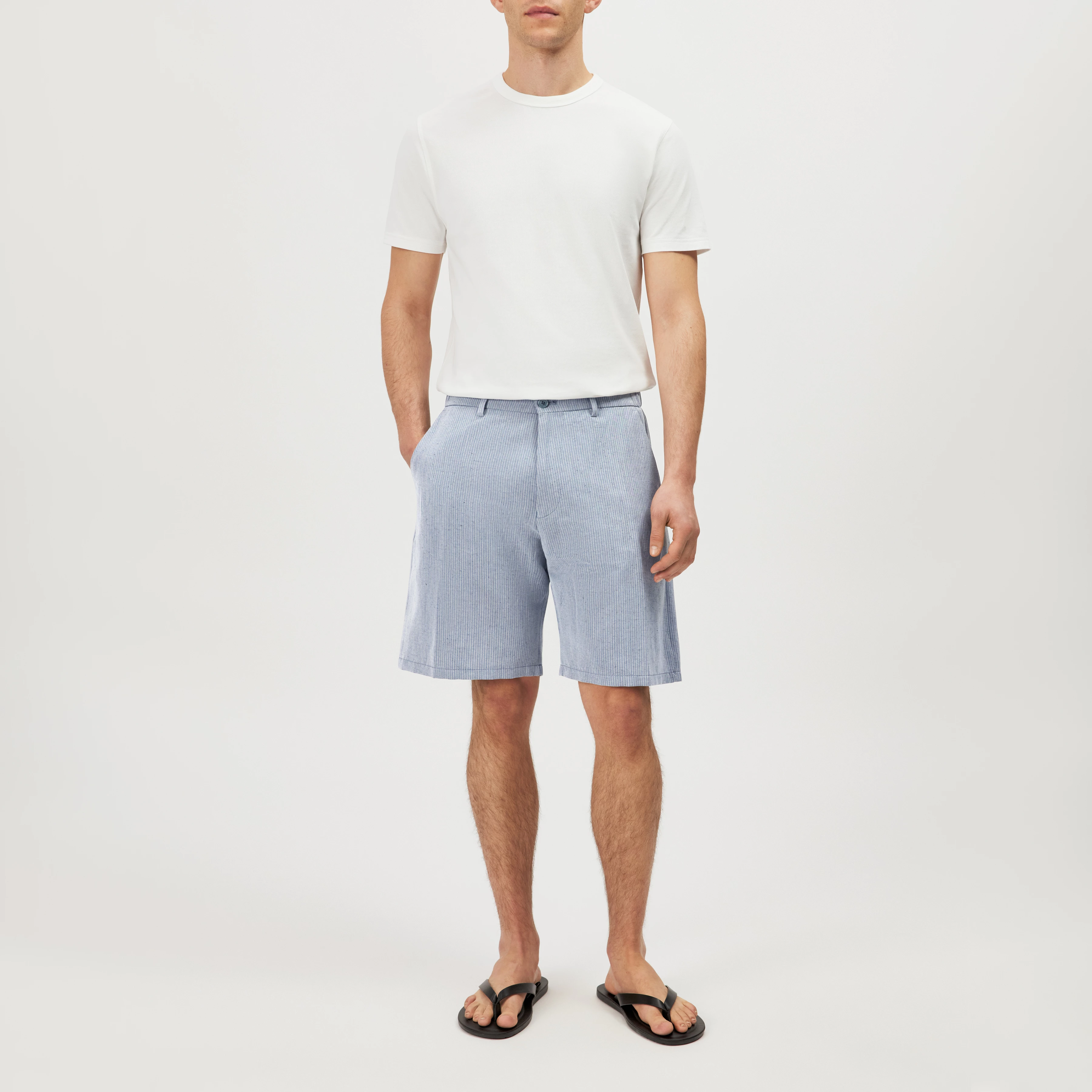 YASAN - Regular fit shorts in linen blend - men - grey - Ganzkörper-Frontansicht