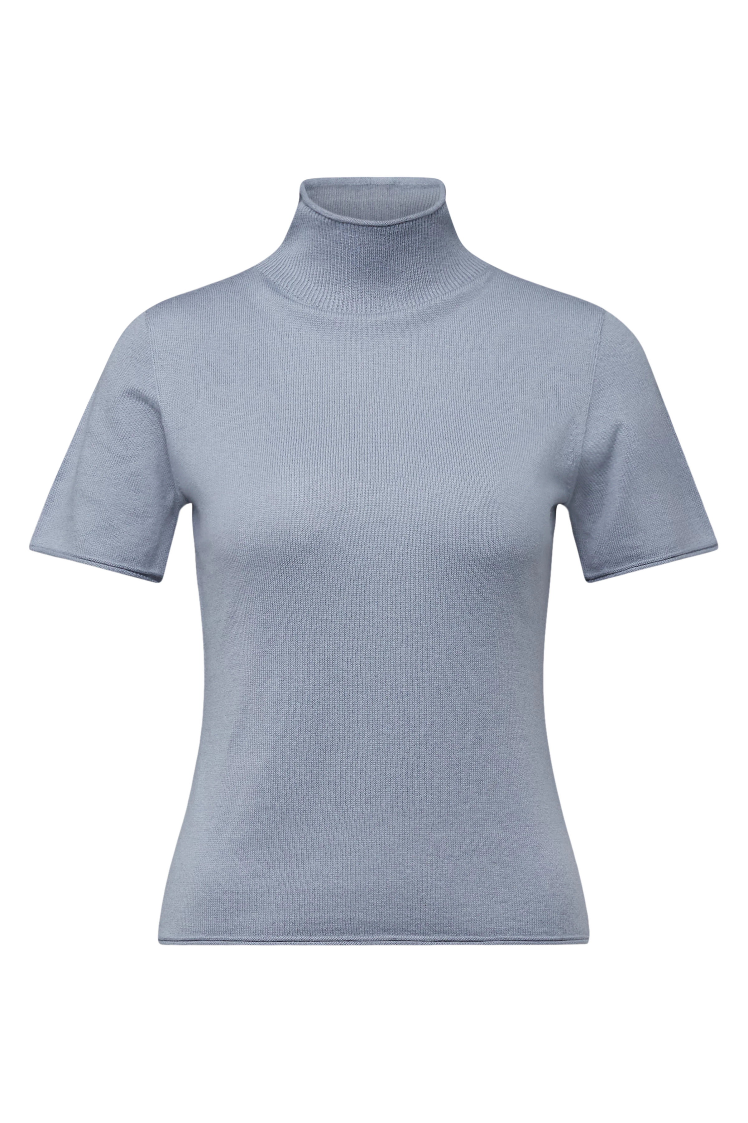 FINIA_2 - Knitted cotton-cashmere blend T-shirt - women - blue - Freisteller Frontansicht