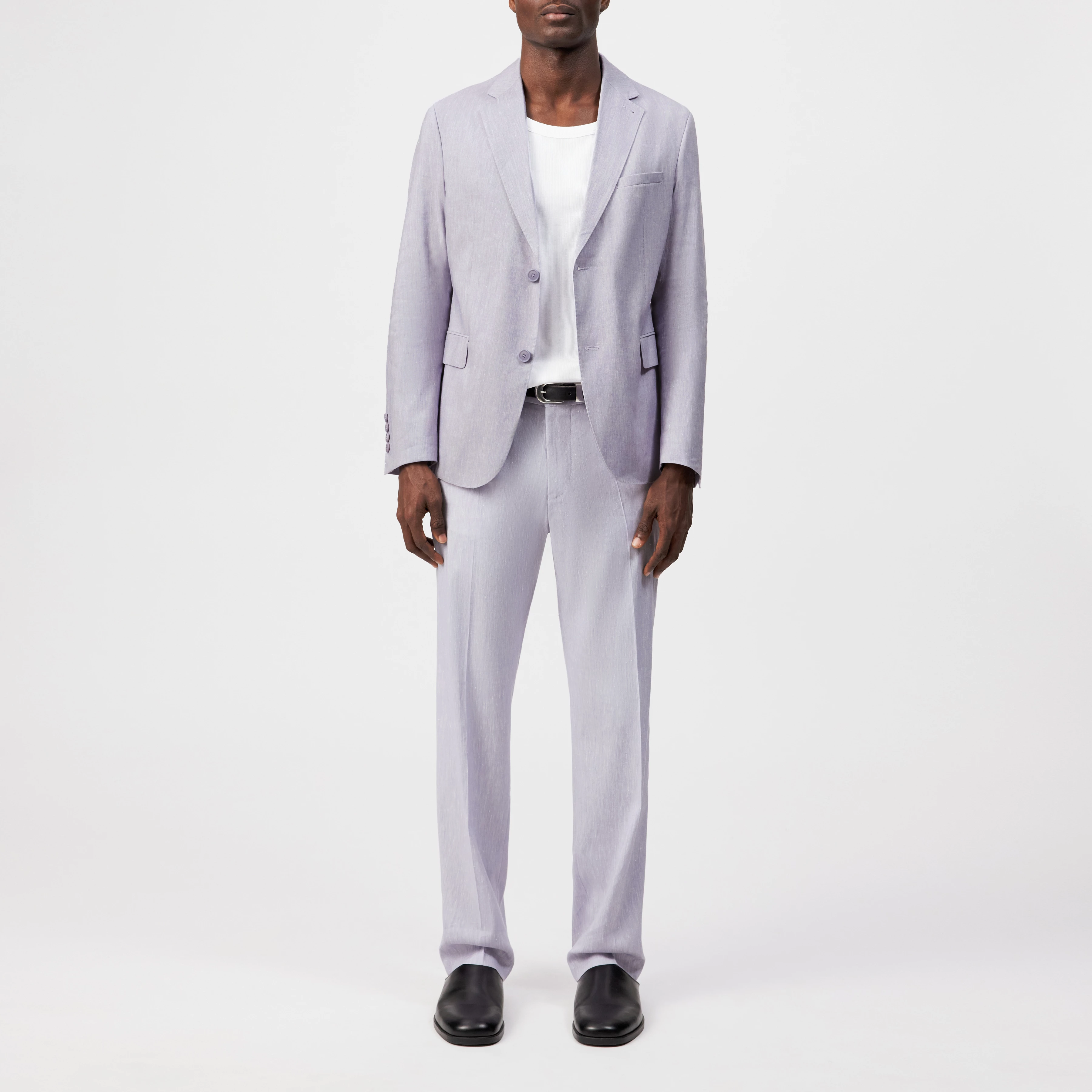 AJEND_RGLR - Gekonfekteerde broek in linnenmix - heren - purper - Ganzkörper-Frontansicht