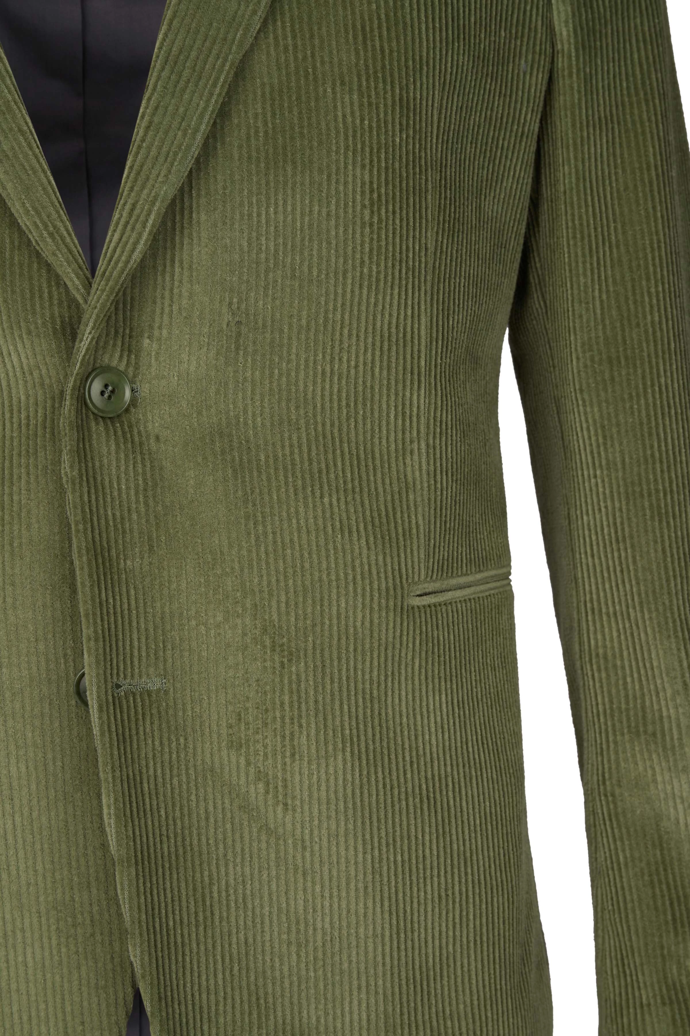 HORLEY - Slim Fit Sakko mit fallendem Revers in Cord - Herren - grün - Freisteller Detailansicht