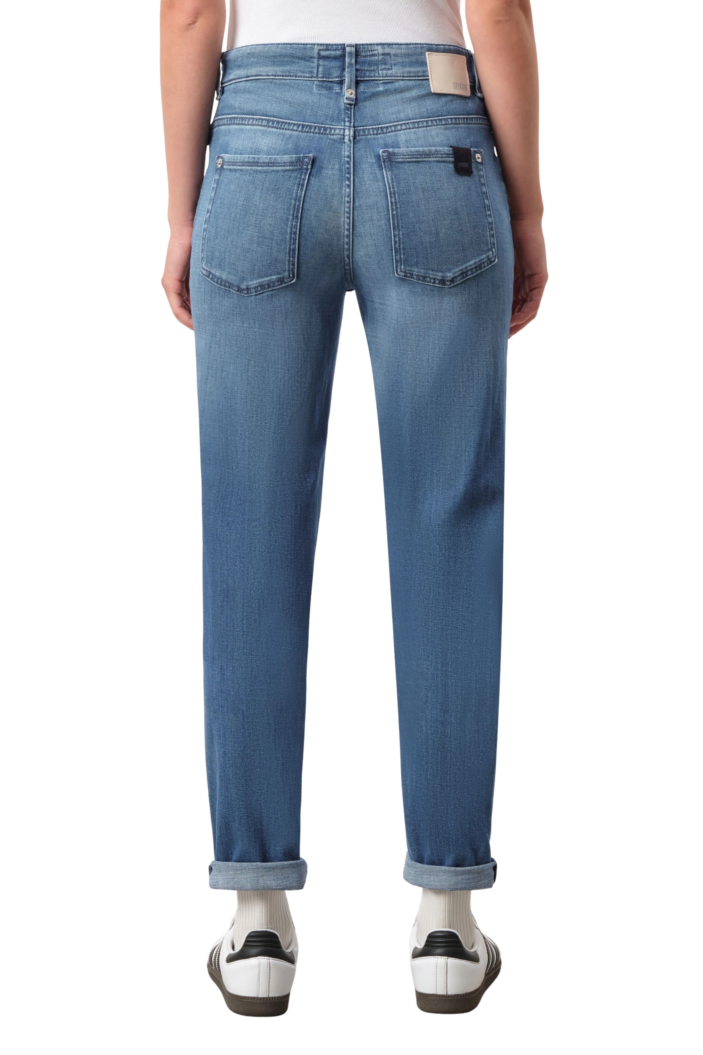 LIKE - Jeans fille avec ourlet retroussé en denim soft-touch - women - bleu - Rückansicht
