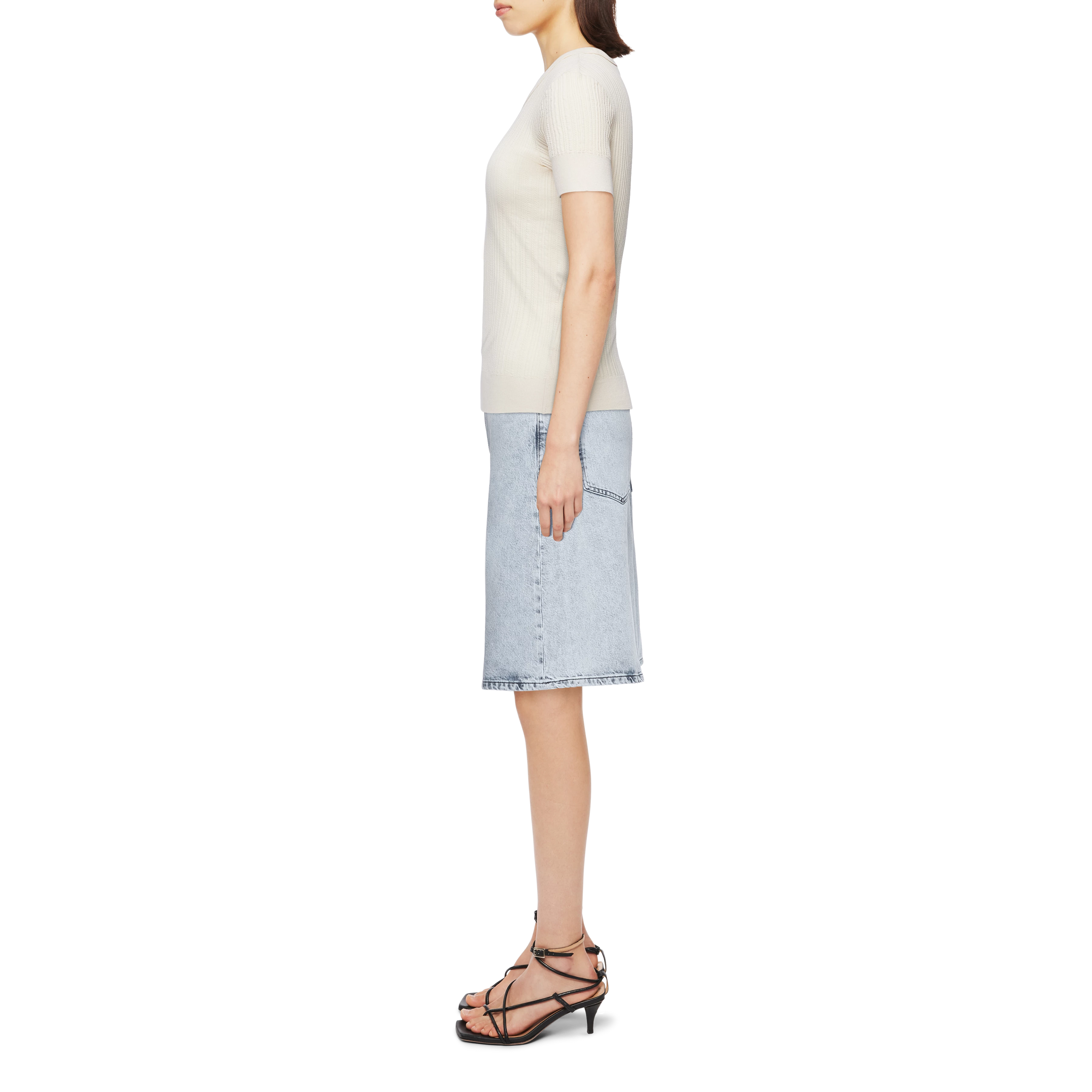 KOALY - Slim T-shirt in pure cotton - women - beige - Seitenansicht