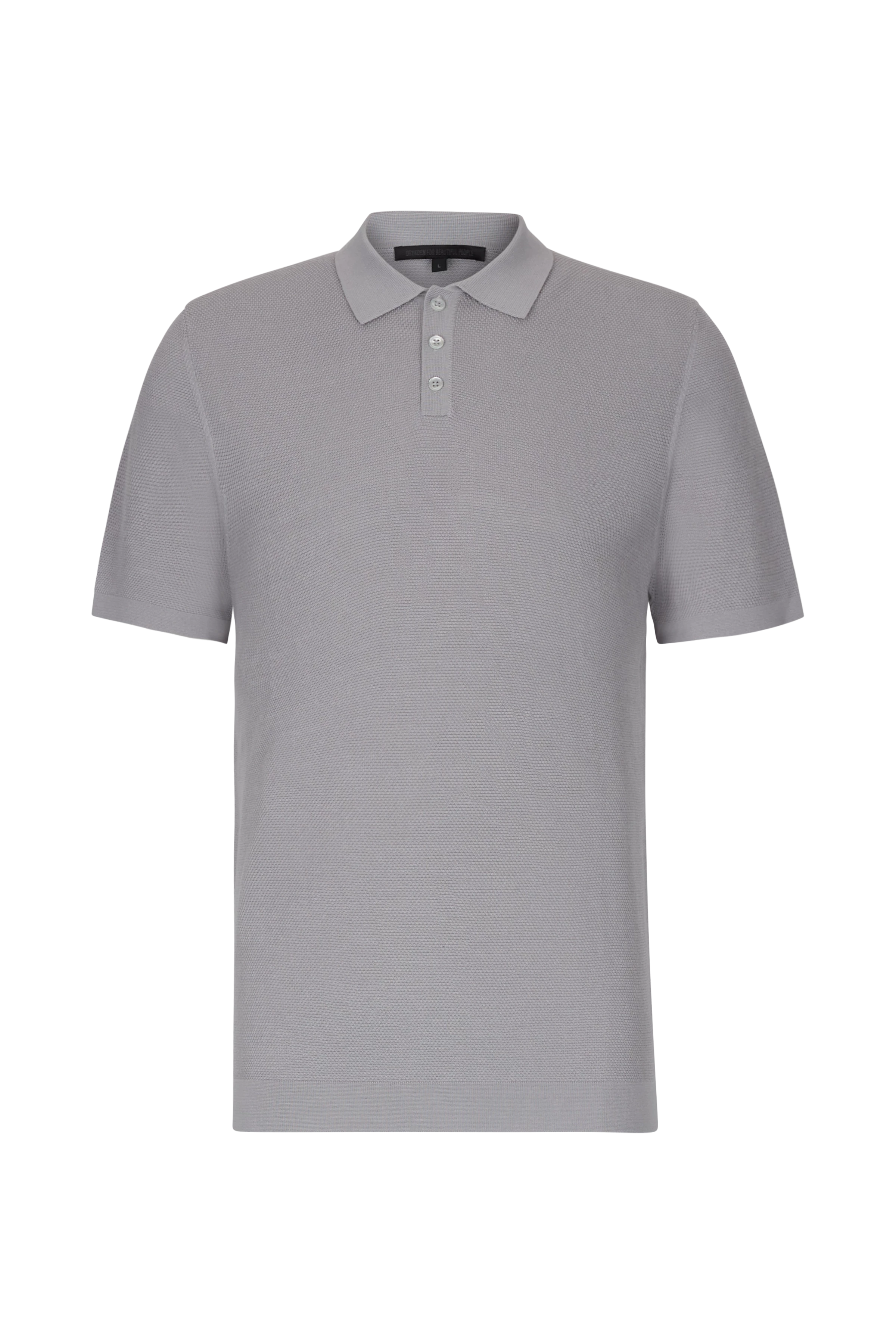 TRITON - Knitted polo shirt in mercerised cotton - men - grey - Freisteller Frontansicht
