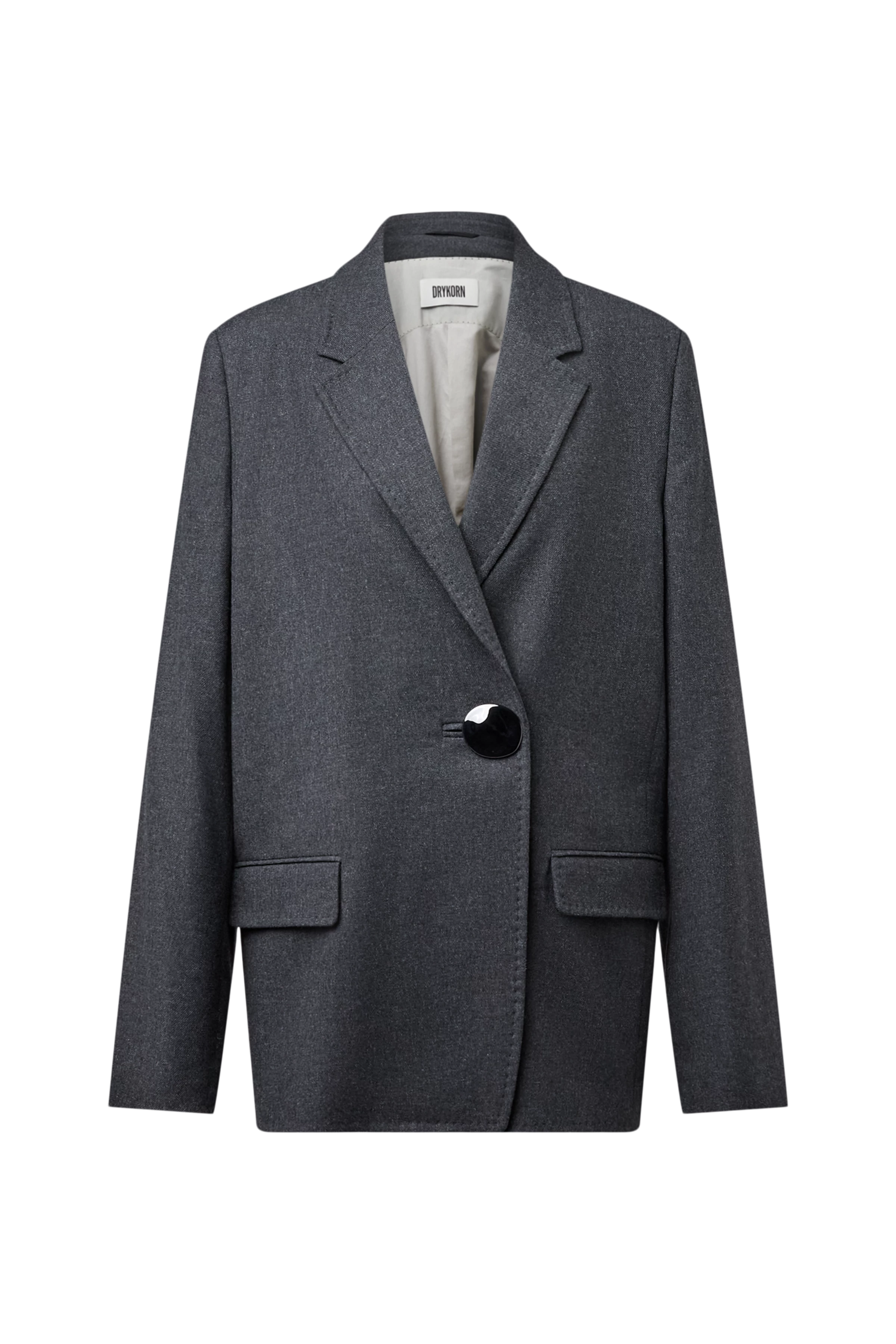 SHENTON_1 - Long oversized blazer, single-button closure - women - grey - Freisteller Frontansicht
