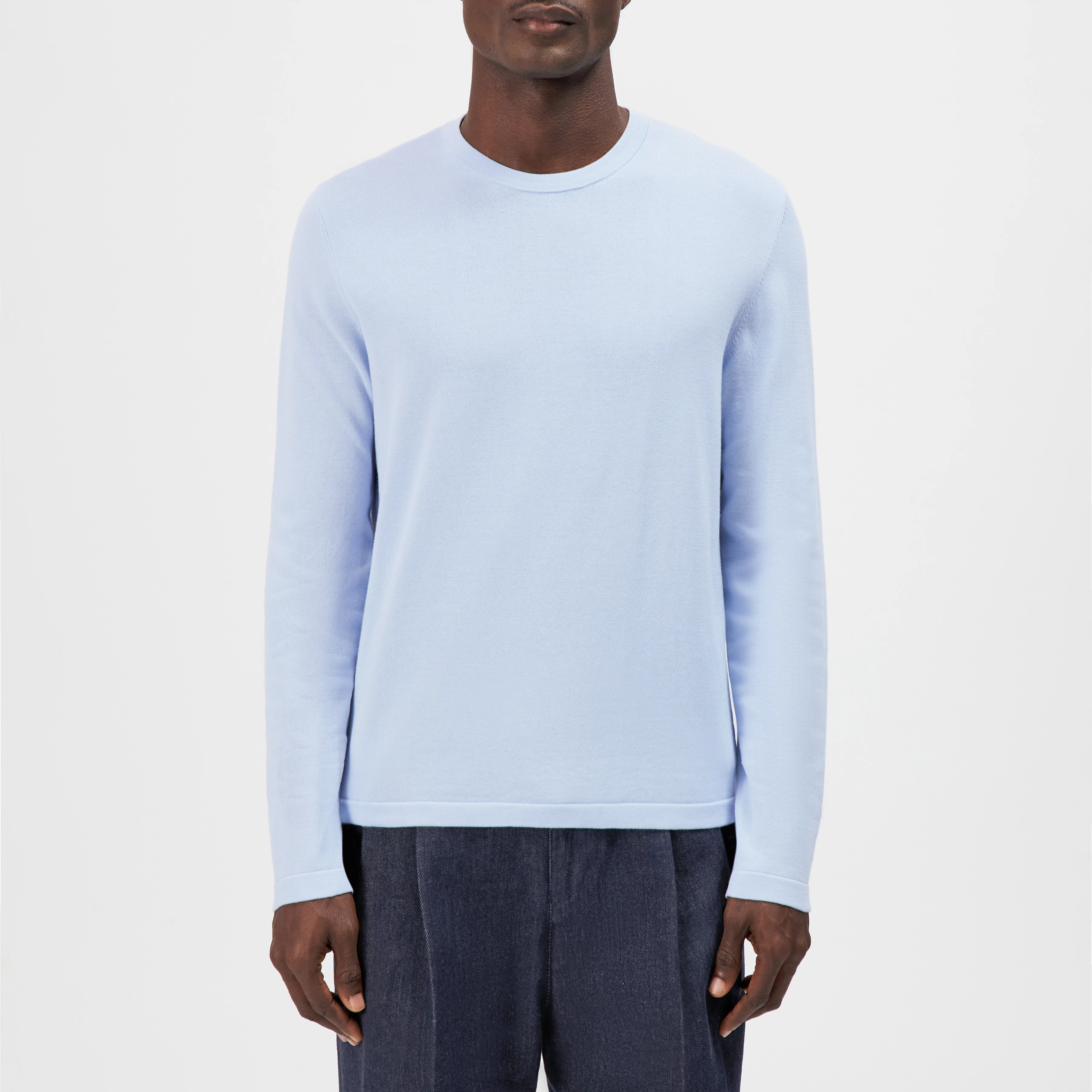 IRMINO - Long sleeve in pure cotton - men - blue - Frontansicht