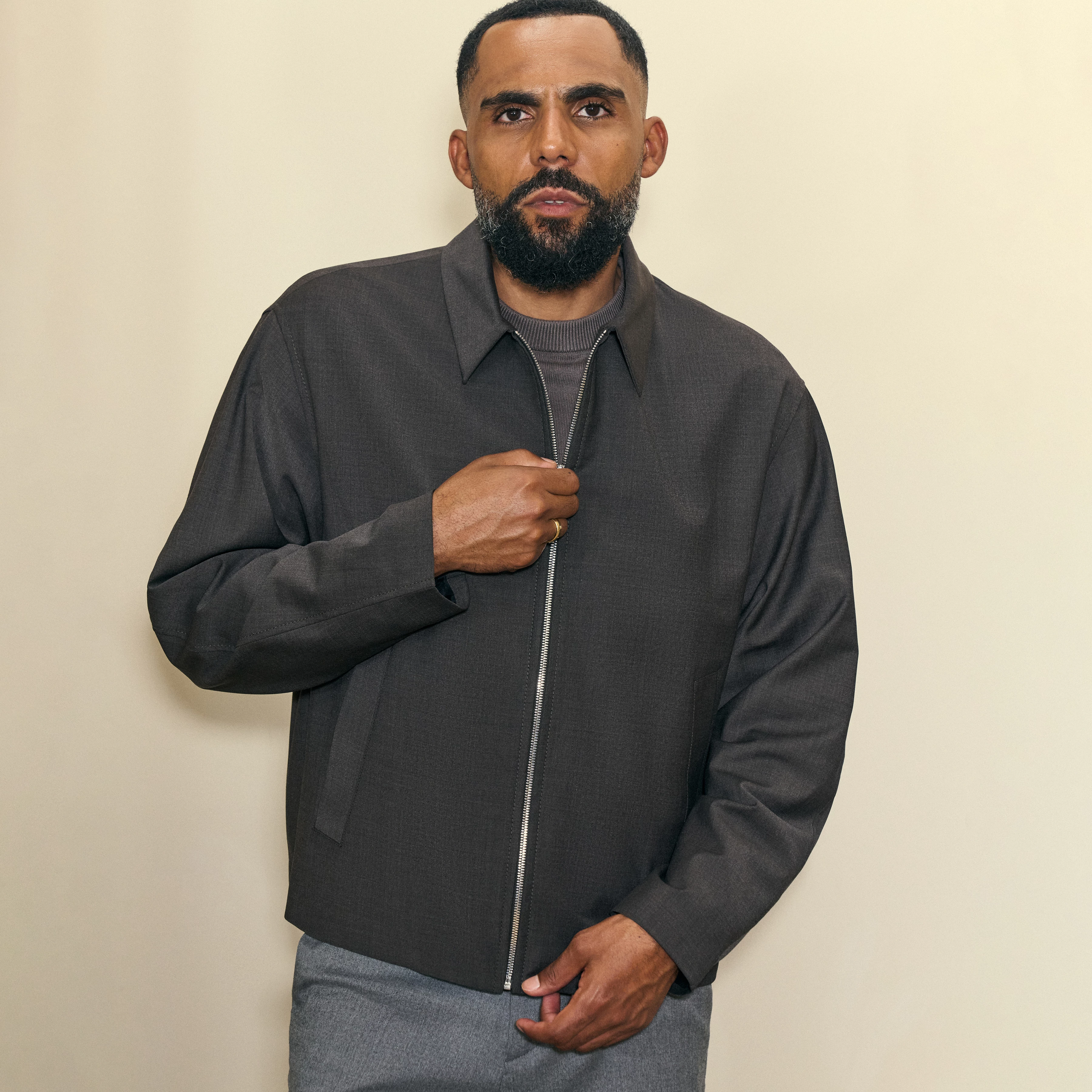 RIKKO - Relaxed fit jacket in flowing fabric - men - brown