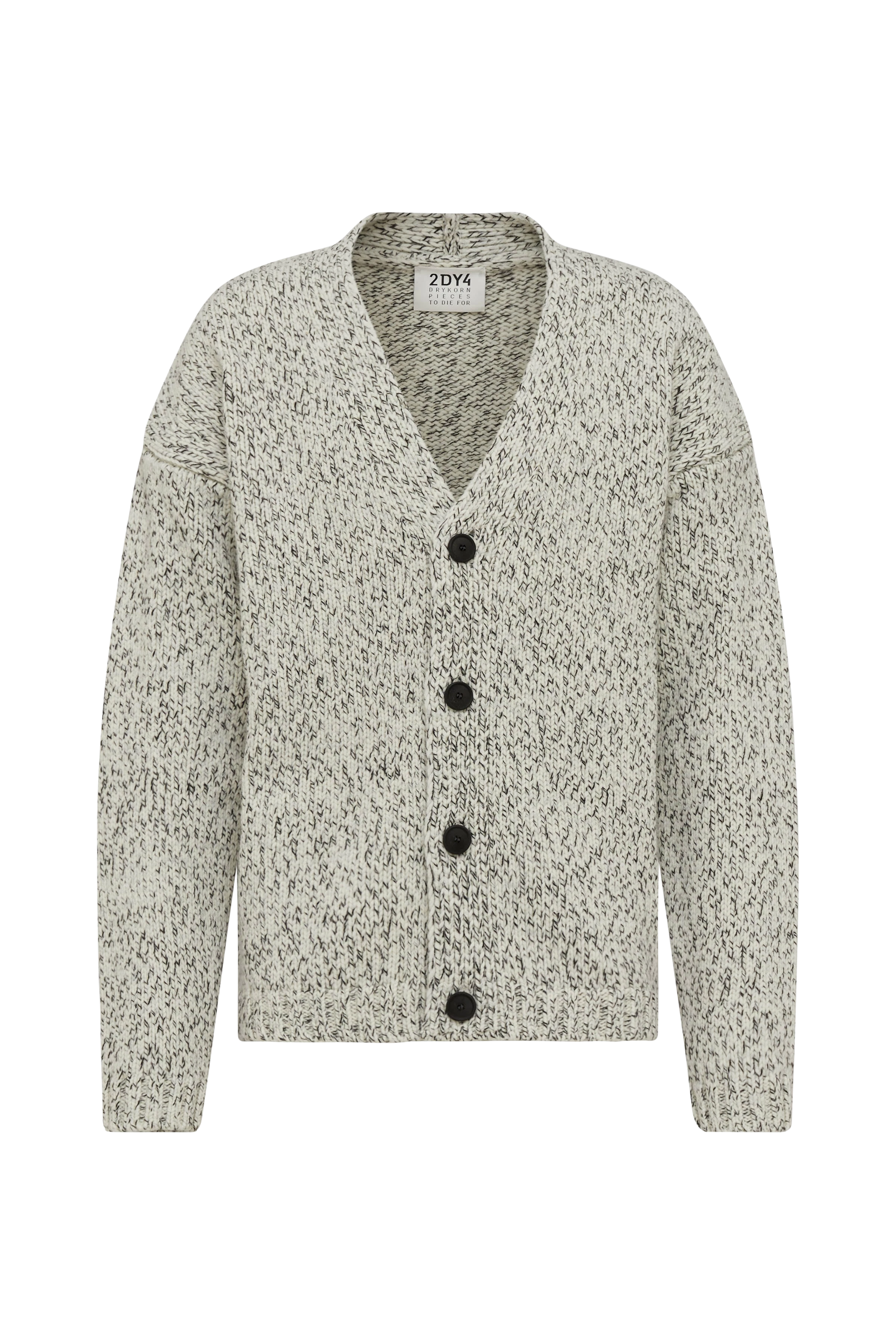 WILVIN - Oversize Cardigan in Woll-Mouliné - Herren - beige - Freisteller Frontansicht