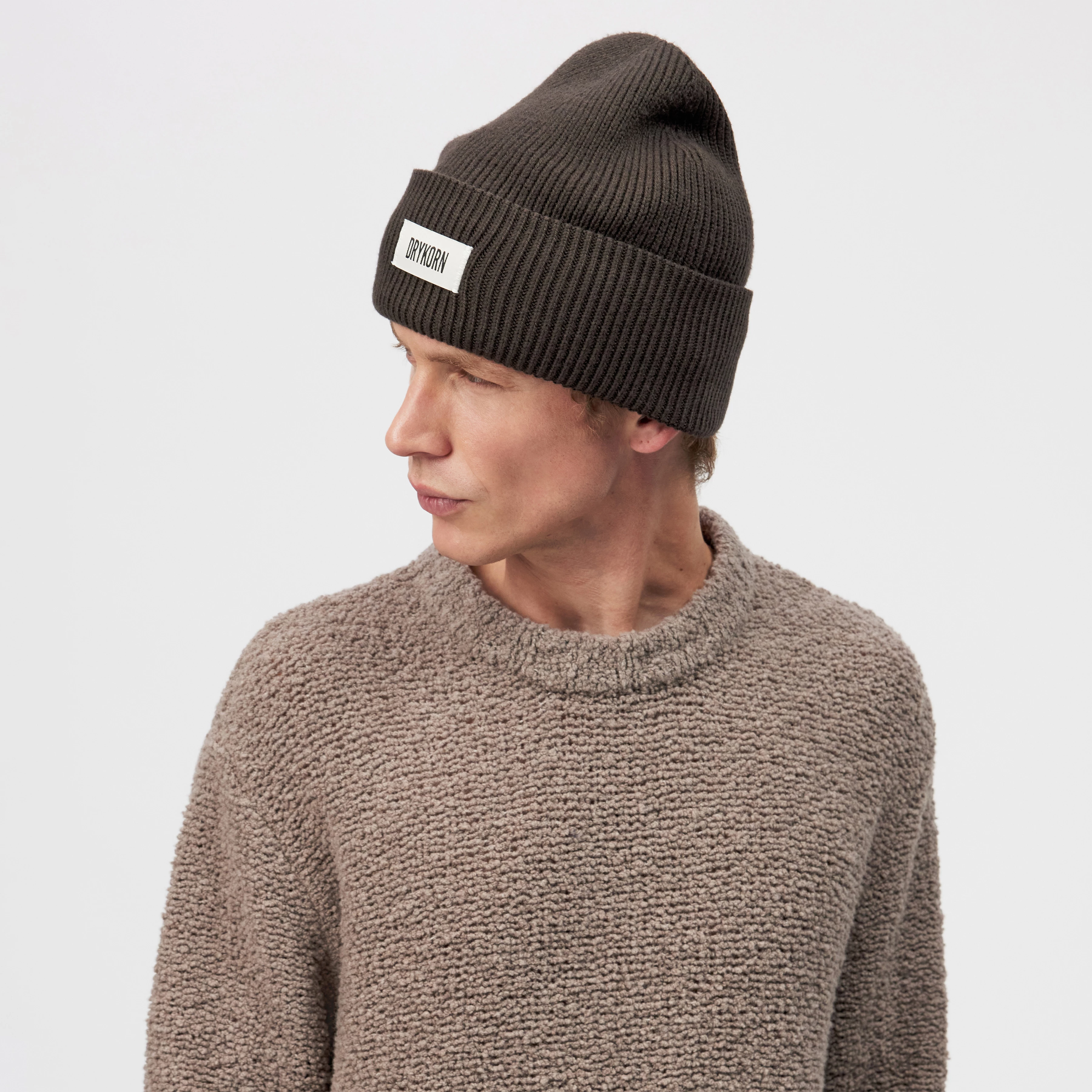LOAH_3 - Beanie in Baumwoll-Mix - Unisex - braun - Seitenansicht