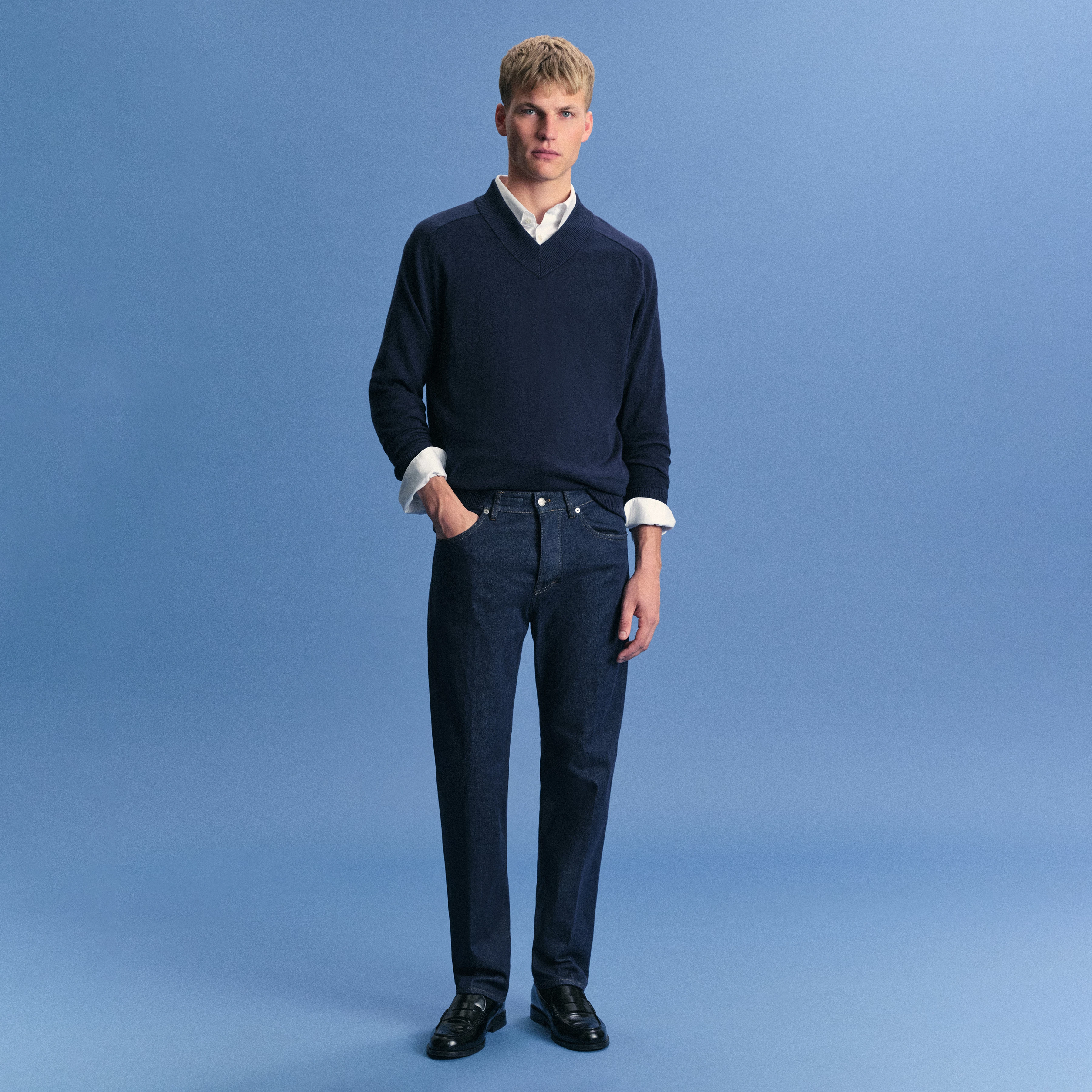 HIGHT - Relaxed Fit Jeans in Navy-Blue Denim - Herren - blau