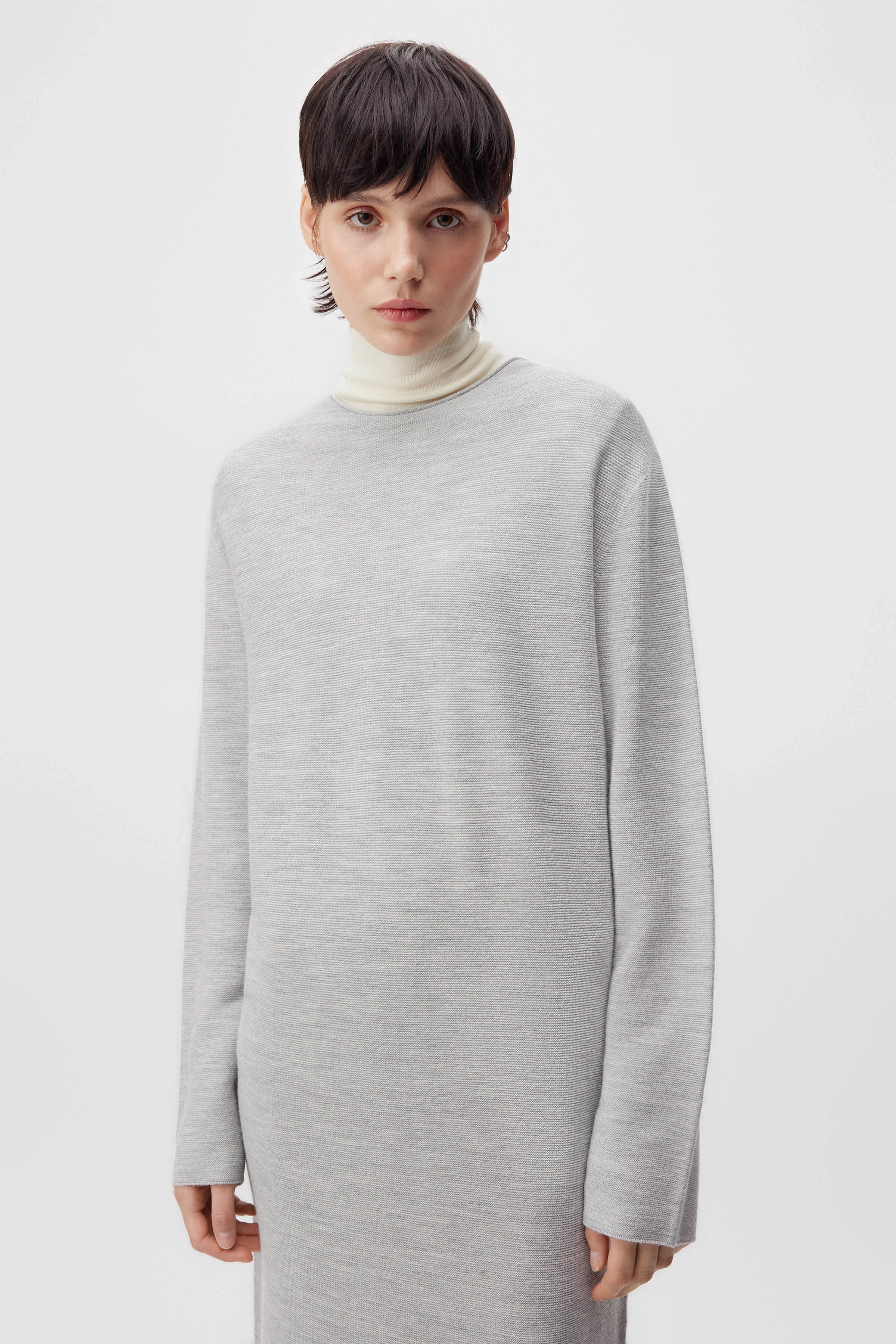 KAJA - Strickkleid in Merinowolle - Damen - grau - Frontansicht