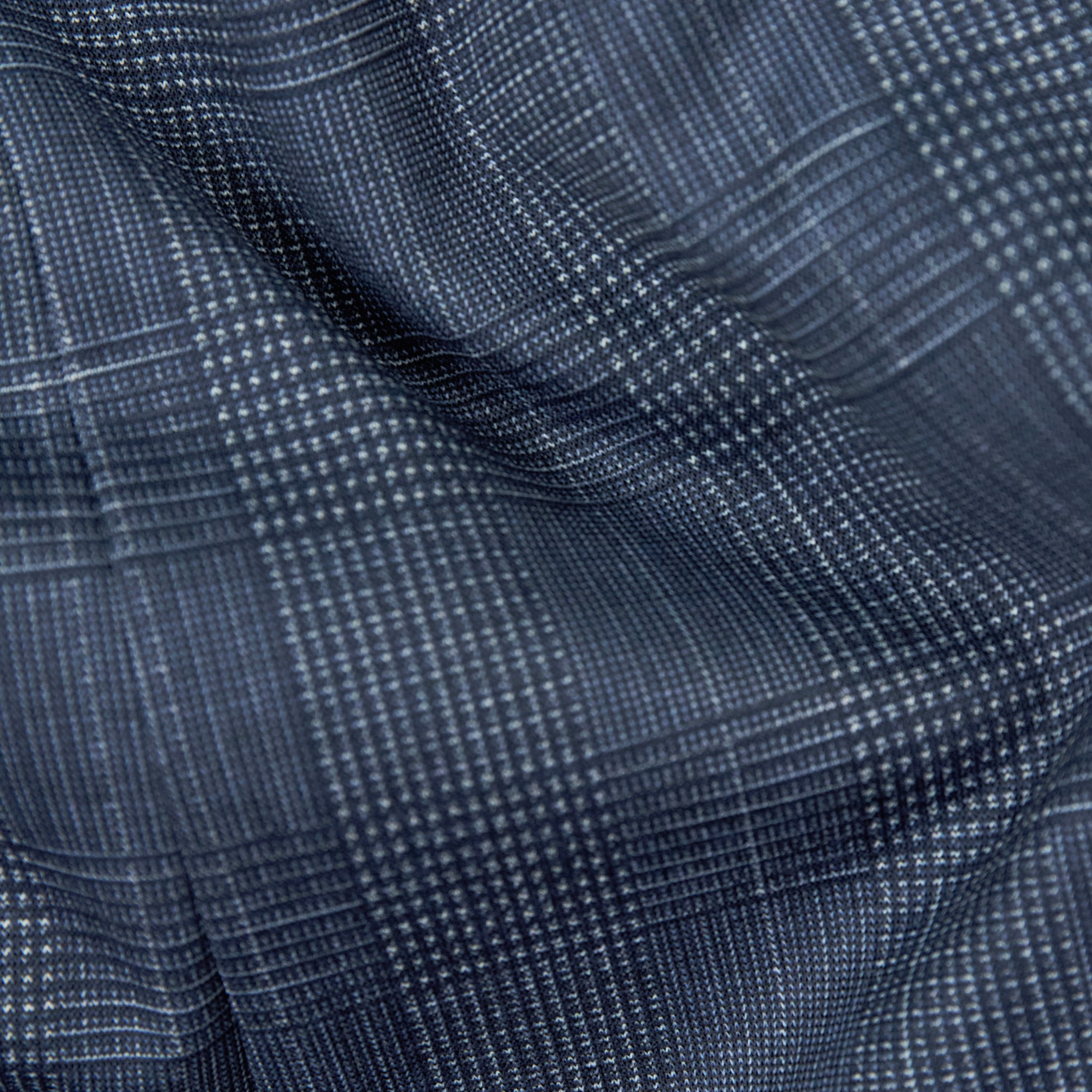 AJEND_RGLR - Op maat gemaakte geruite jersey broek - heren - blauw - Materialbild (B2C)