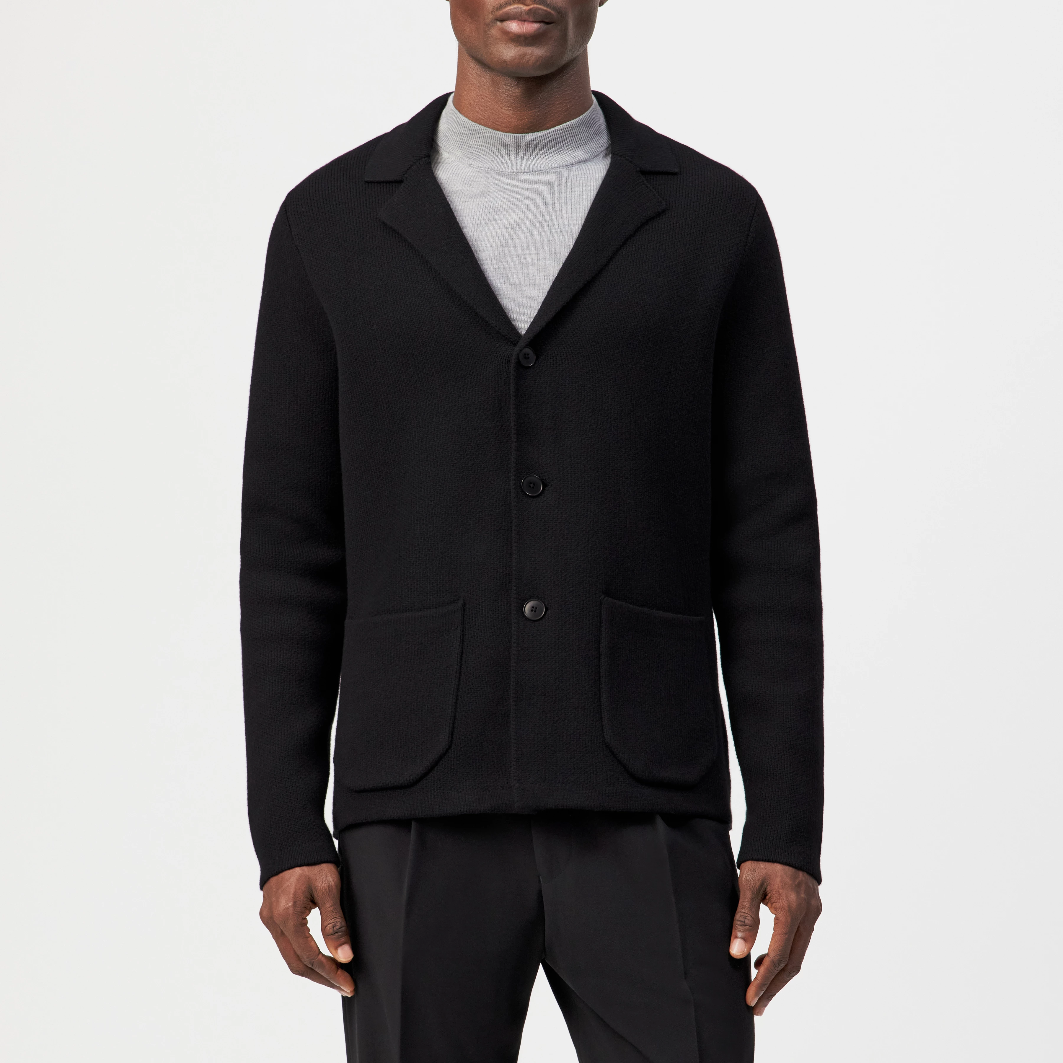 TIMMINO_2 - Cardigan in cotton blend - men - Natural Aluminium - Frontansicht