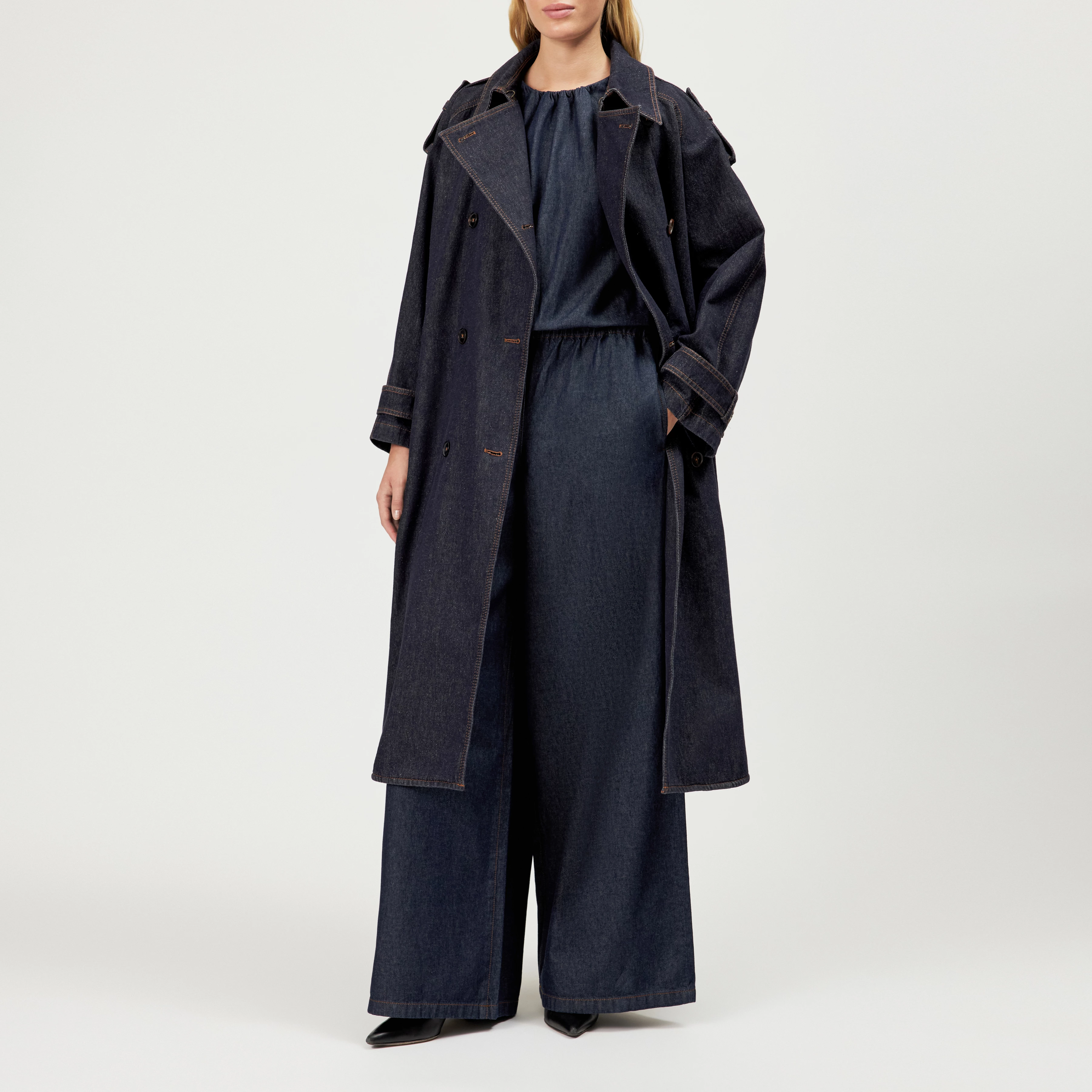 CHAILEY - Long denim cape coat - women - blue - Ganzkörper-Frontansicht