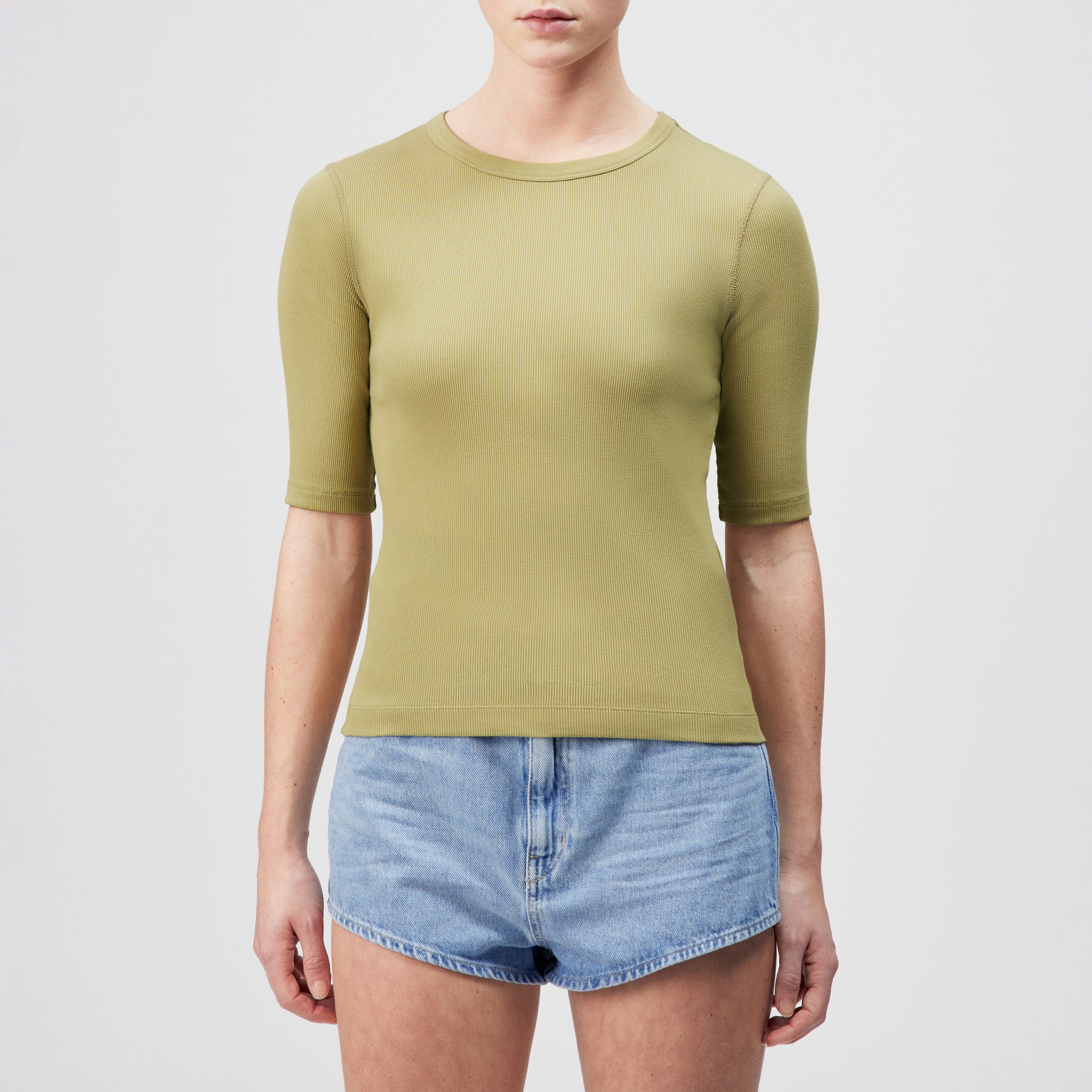 SELAY - Haut étroit en coton côtelé - women - marron - Frontansicht