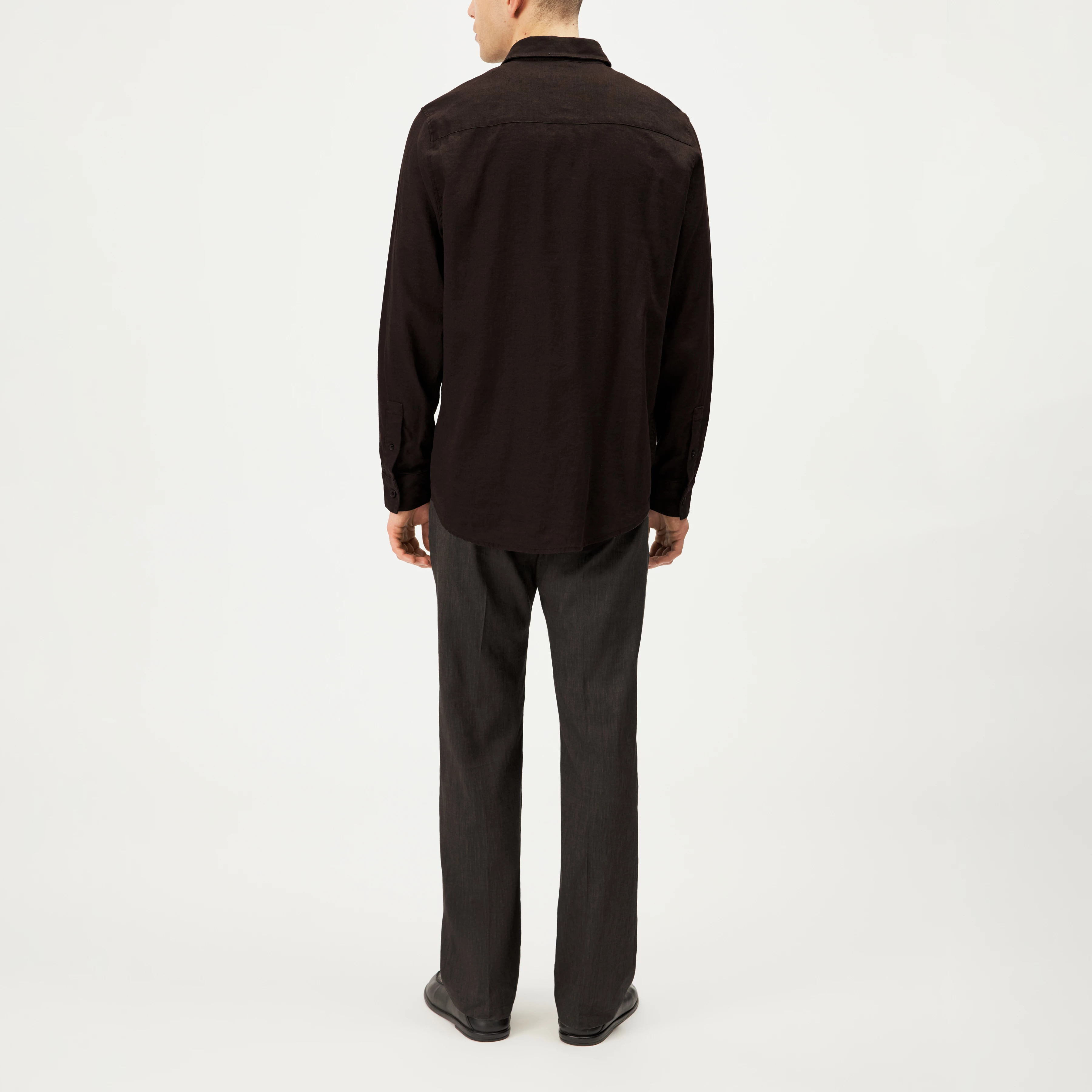 RAMIS - Regular Fit Hemd in Leinen-Baumwoll Mix - Herren - braun - Rückansicht