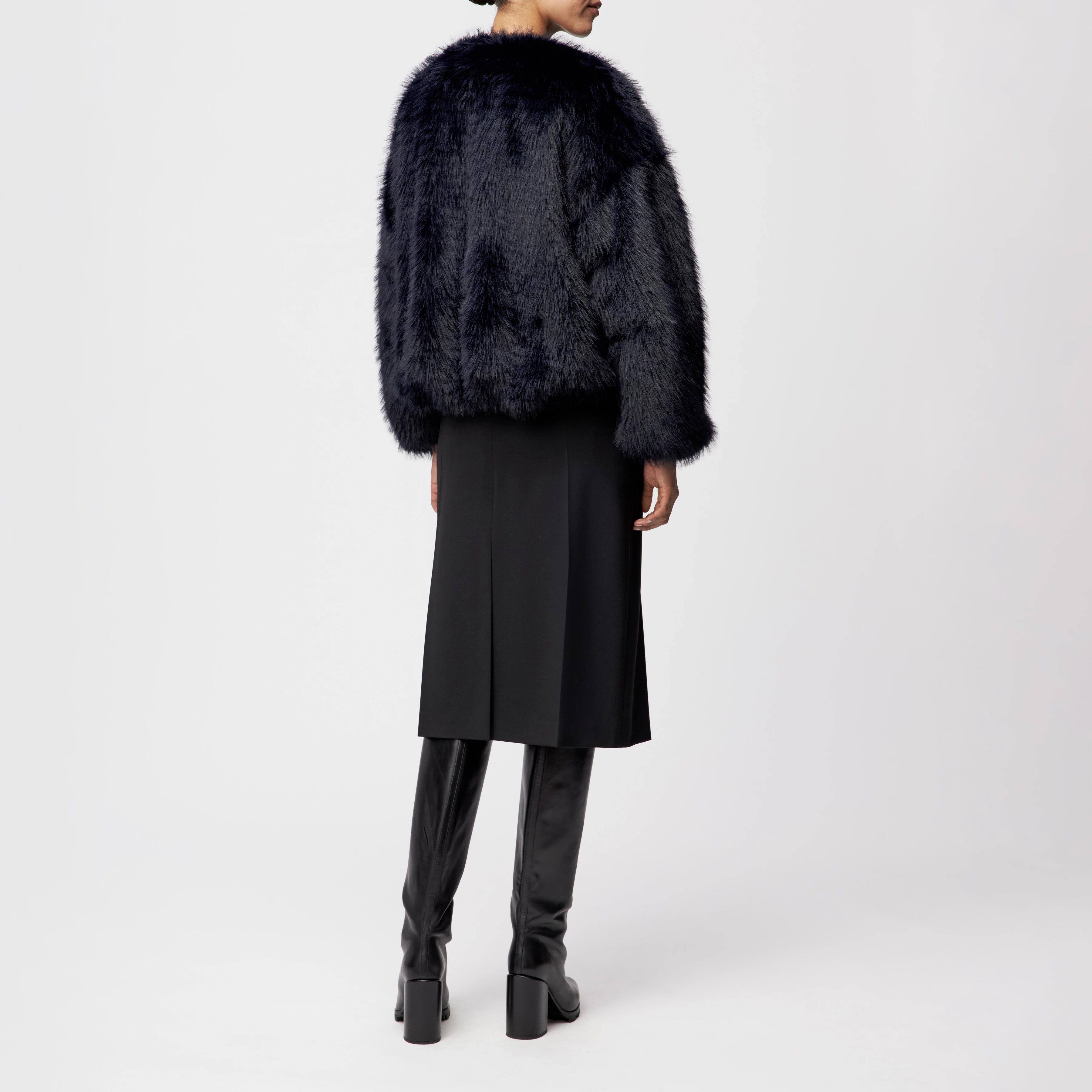 KILCHURN - Voluminöse Felljacke in Kunstfell - Damen - blau - Rückansicht