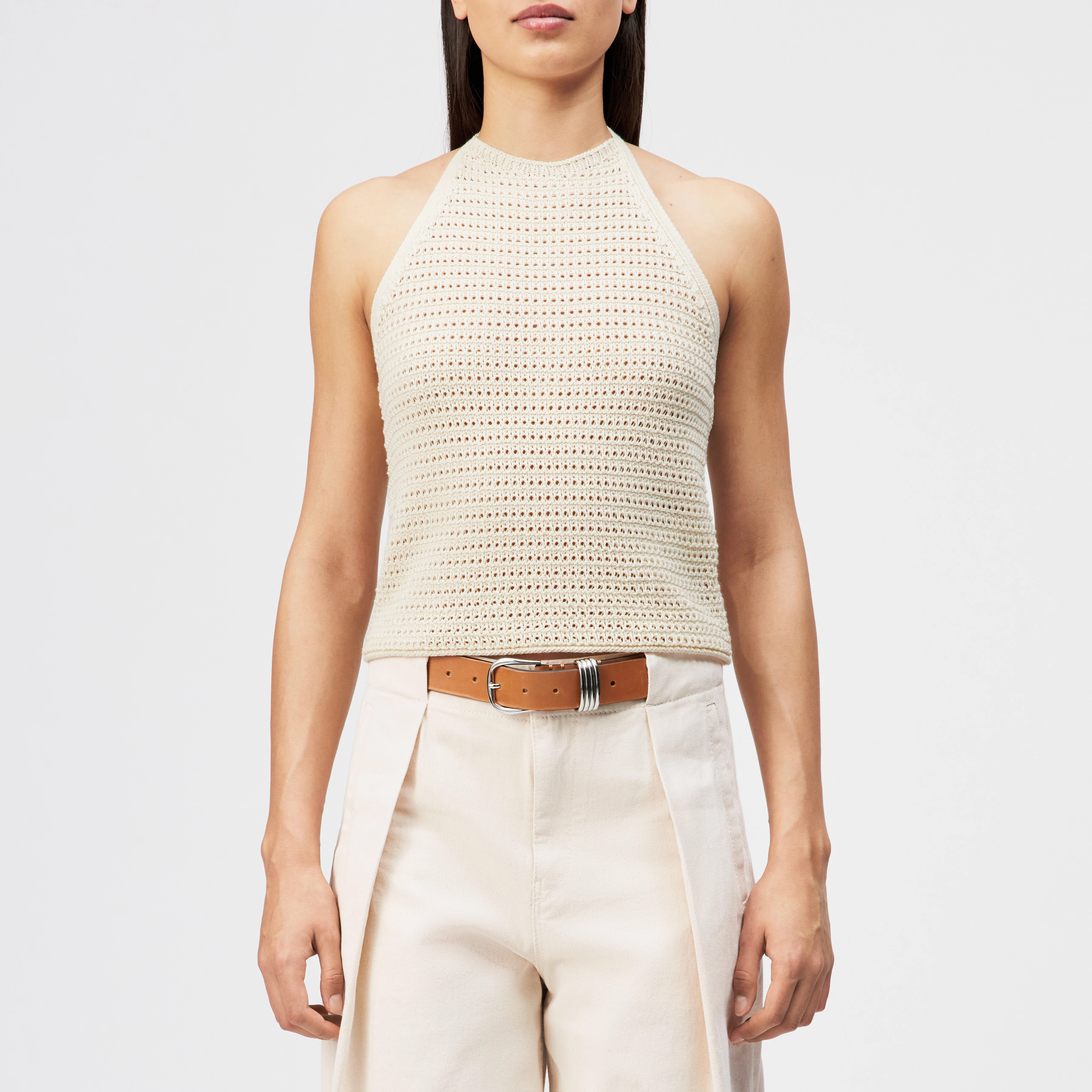 AKWY - Halter top in pure cotton - women - off white - Frontansicht