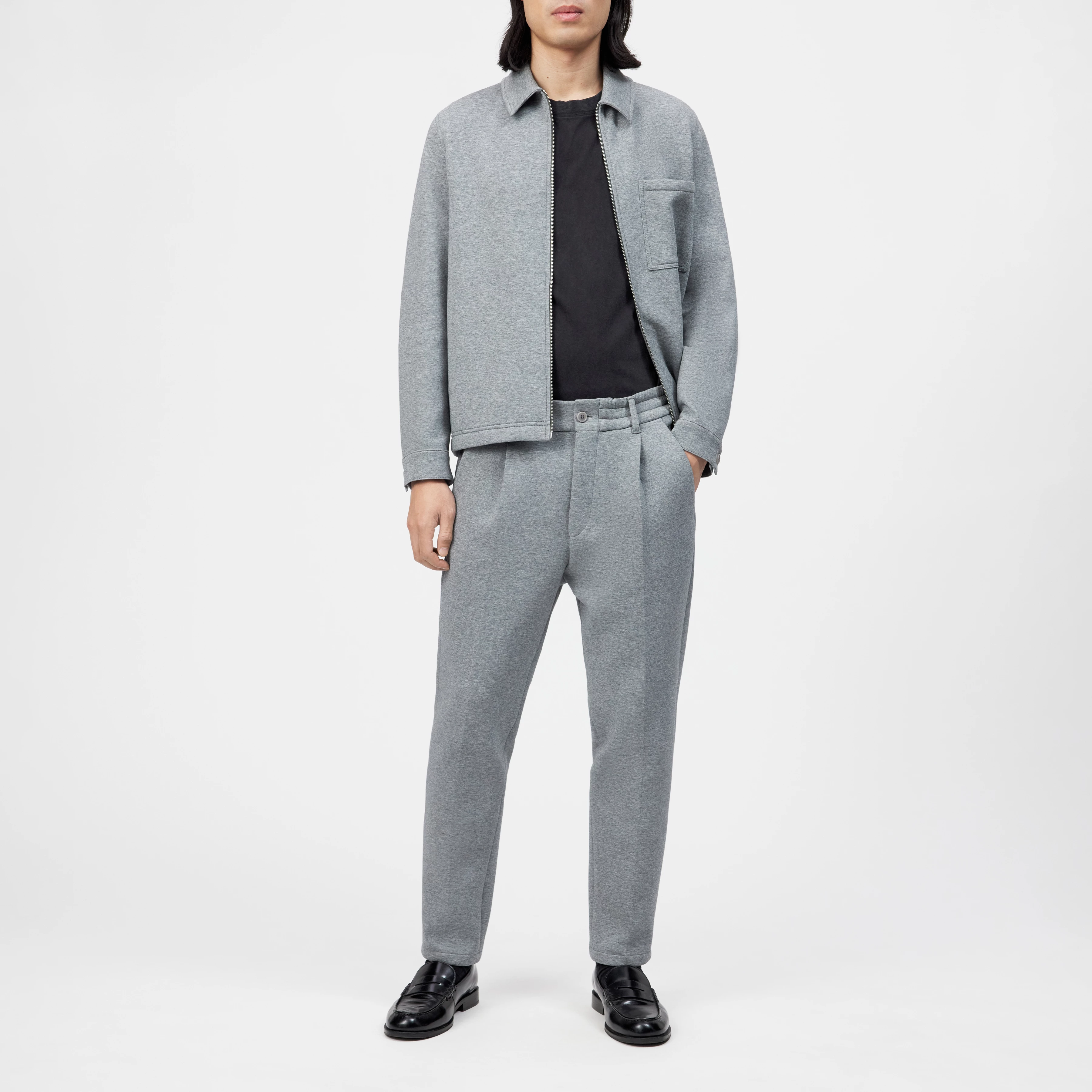 CHASY - Casual trousers with pleats in cotton blend - men - grey - Ganzkörper-Frontansicht