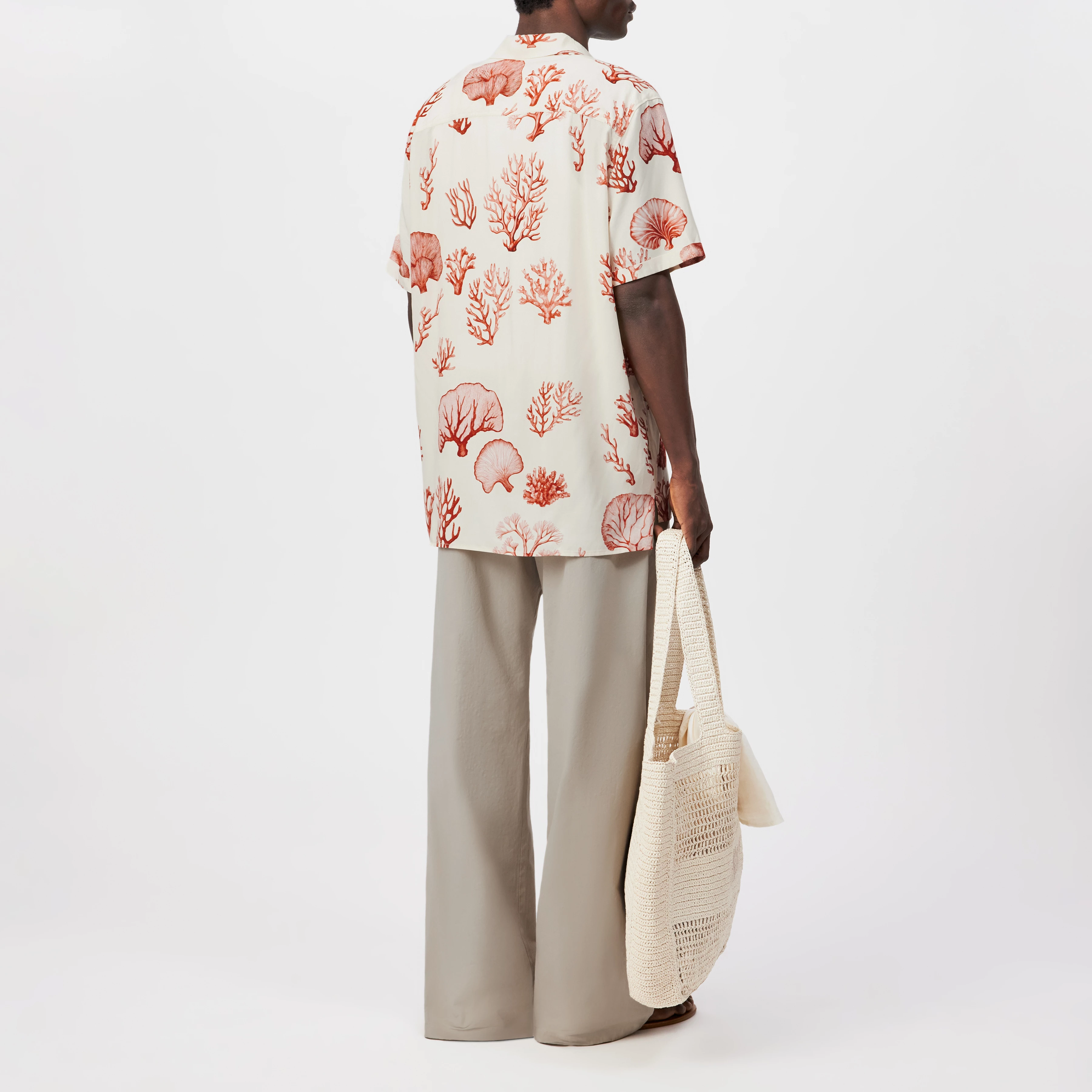 BIJAN_2 - Casual short-sleeve shirt with coral print - men - orange - Rückansicht