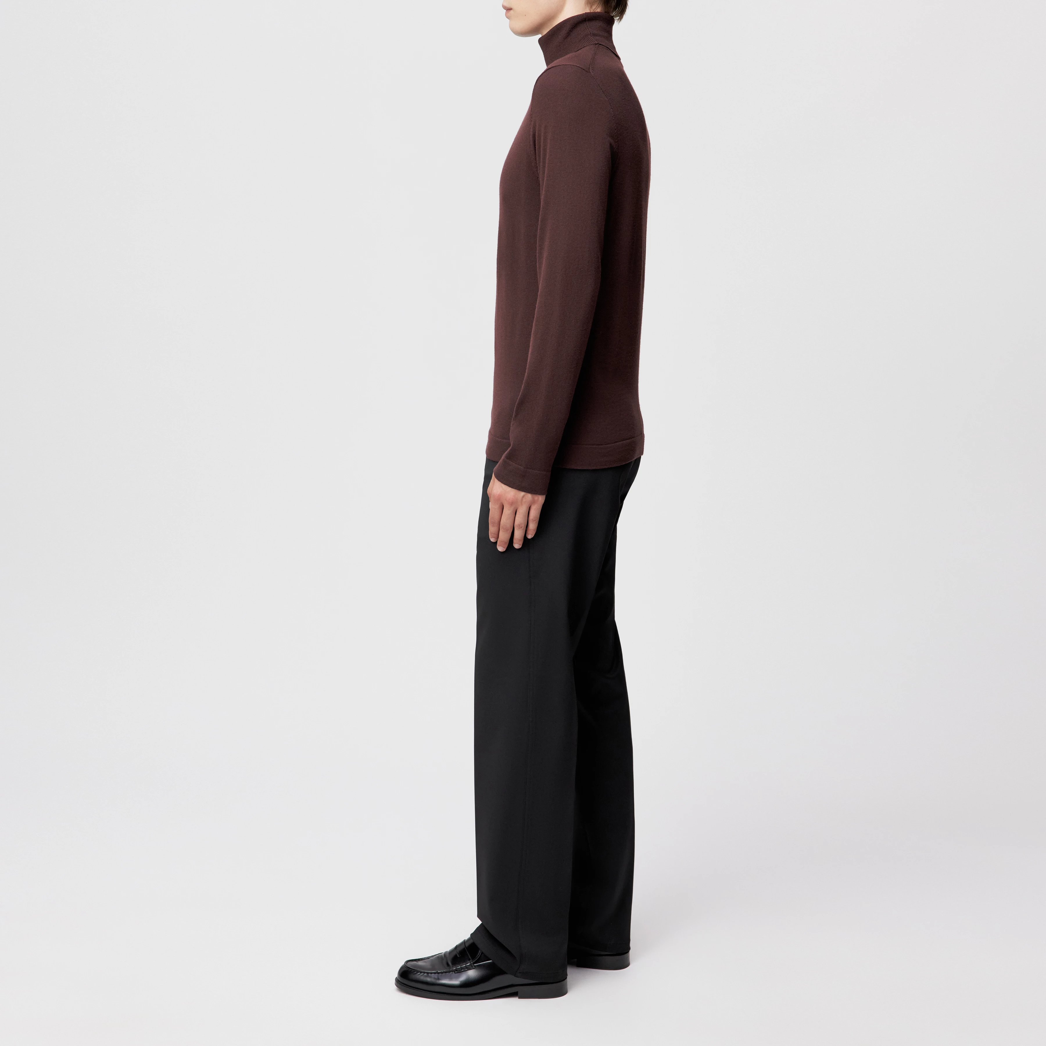 JOEY - Rollkragenpullover in 100% Merinowolle - Herren - rot - Seitenansicht