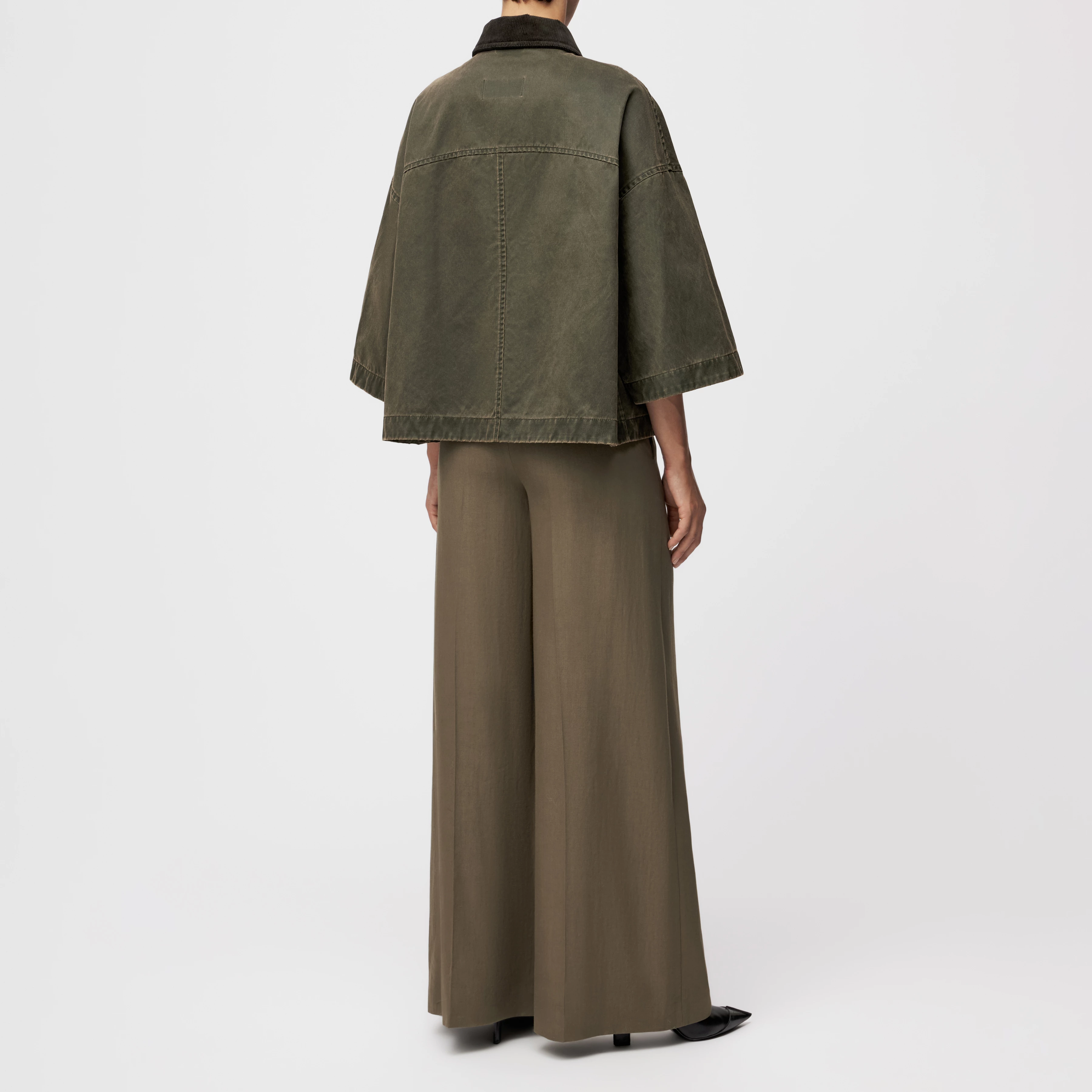 ANS_1 - Lässige Jacke in gewachstem Baumwoll-Mix - Damen - grün - Rückansicht