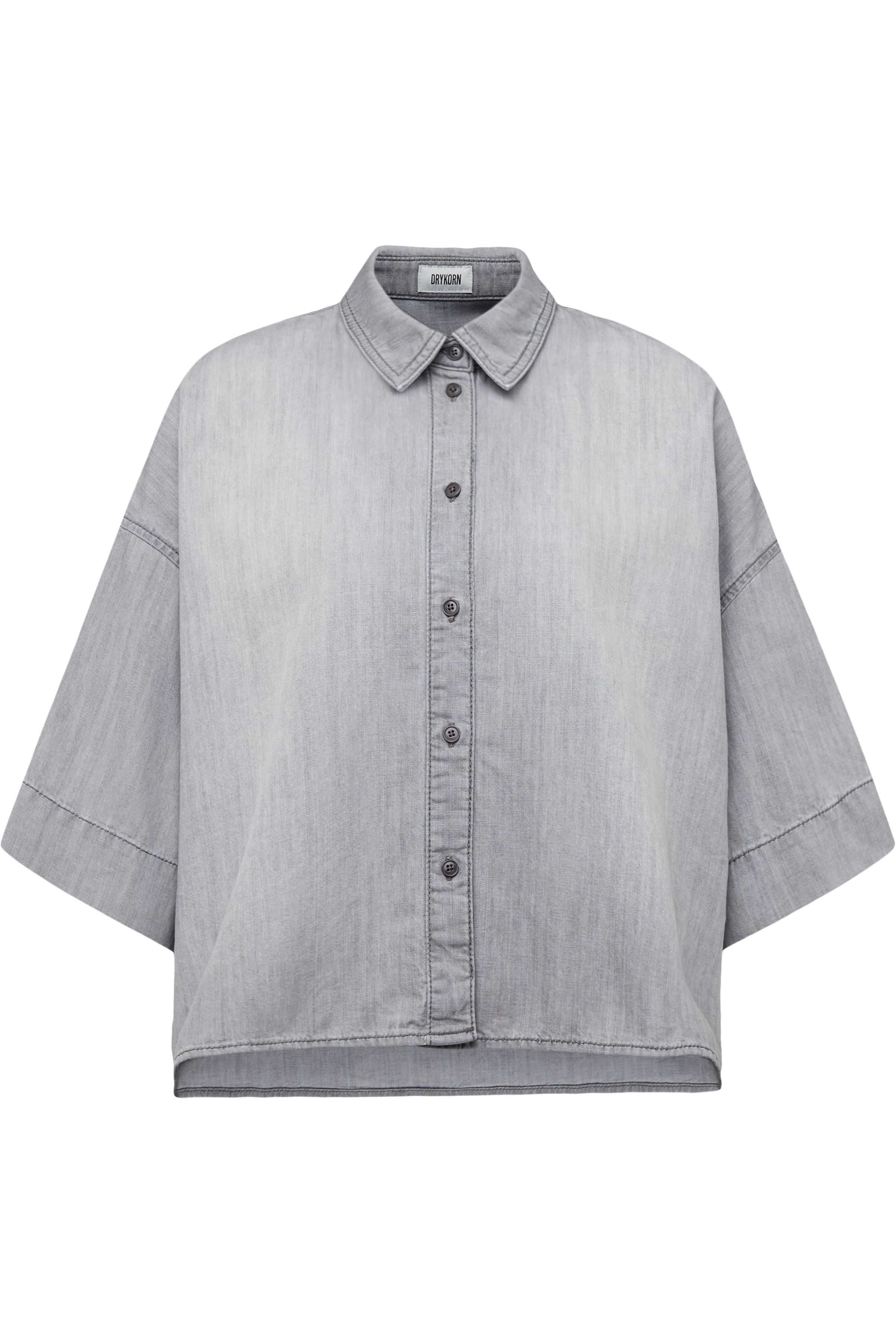 YARIKA - Oversized denim shirt blouse - women - grey - Freisteller Frontansicht