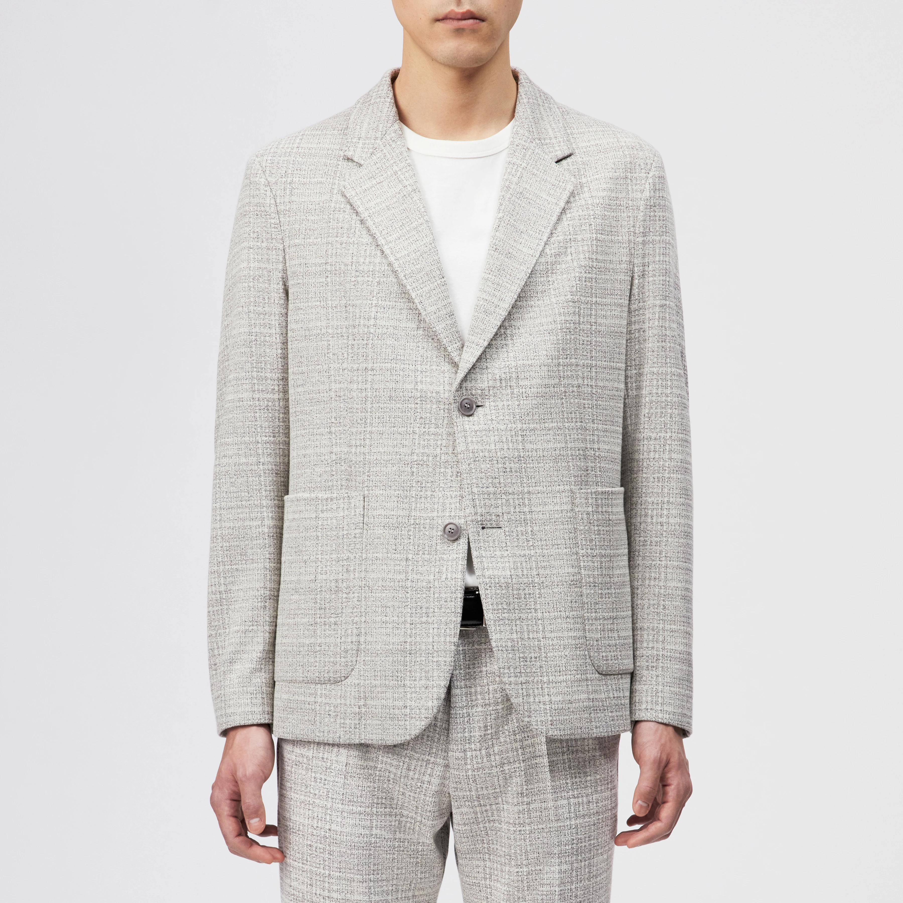 MARLS - Enkelrij blazer in ruiten-jersey - heren - grijs - Frontansicht