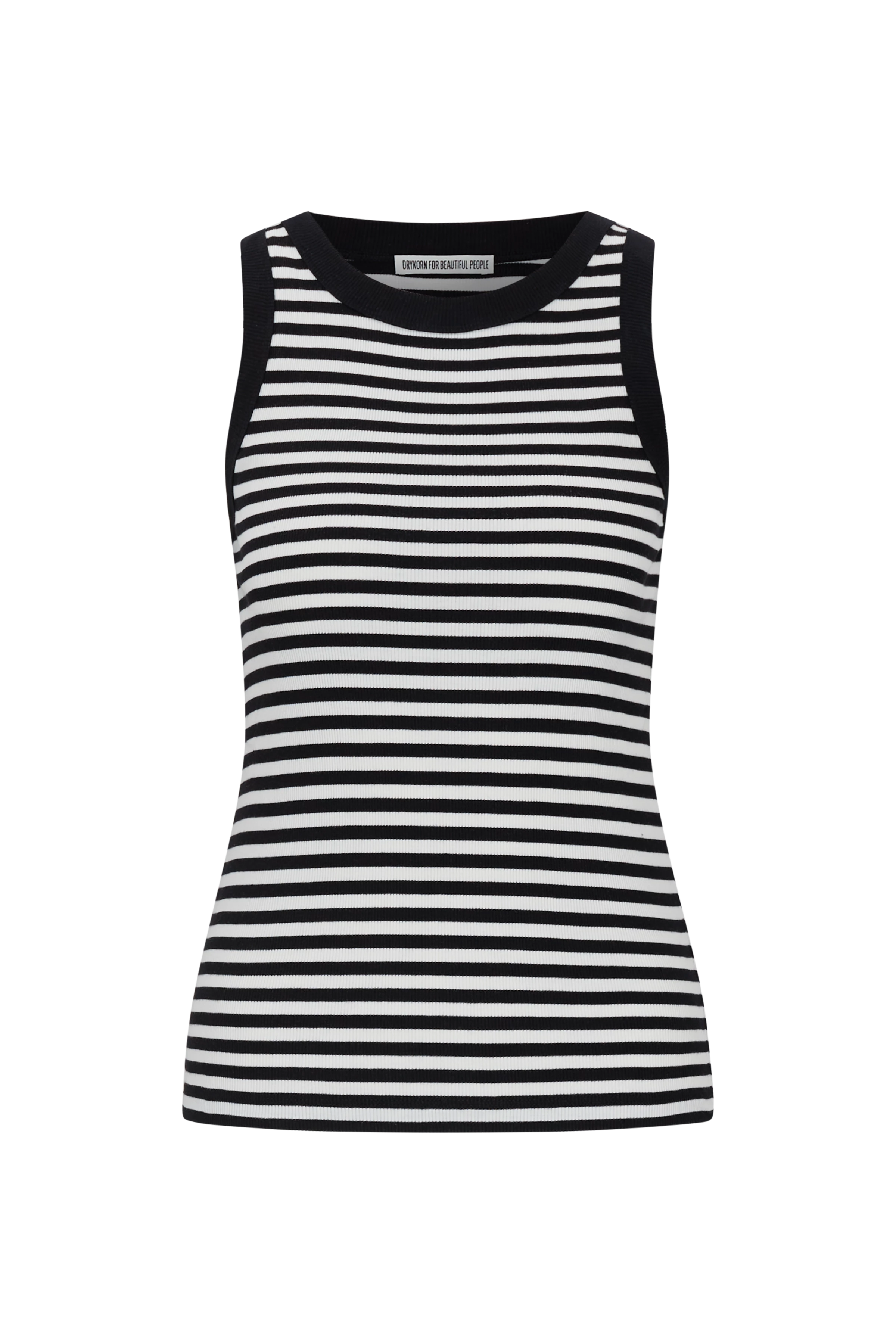 OLINA - tanktop met ronde hals in ribkatoen - dames - zwart - Freisteller Frontansicht