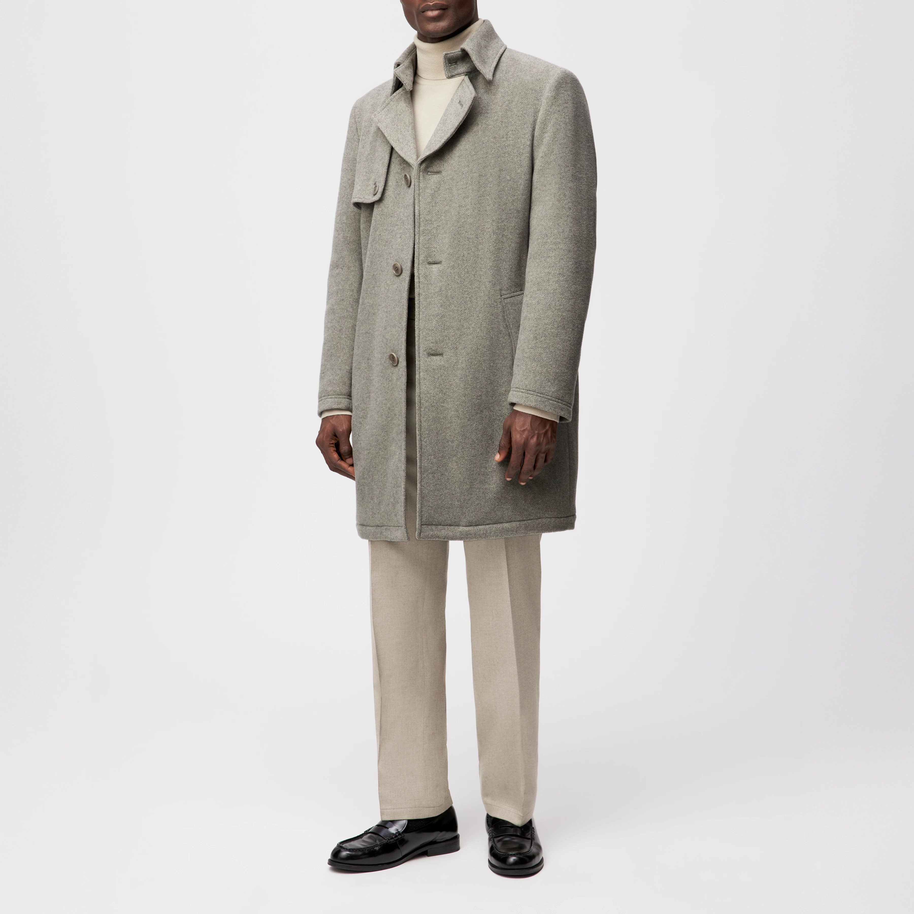 SKOPJE_C - Trenchcoat in Woll-Mix - Herren - braun - Ganzkörper-Frontansicht