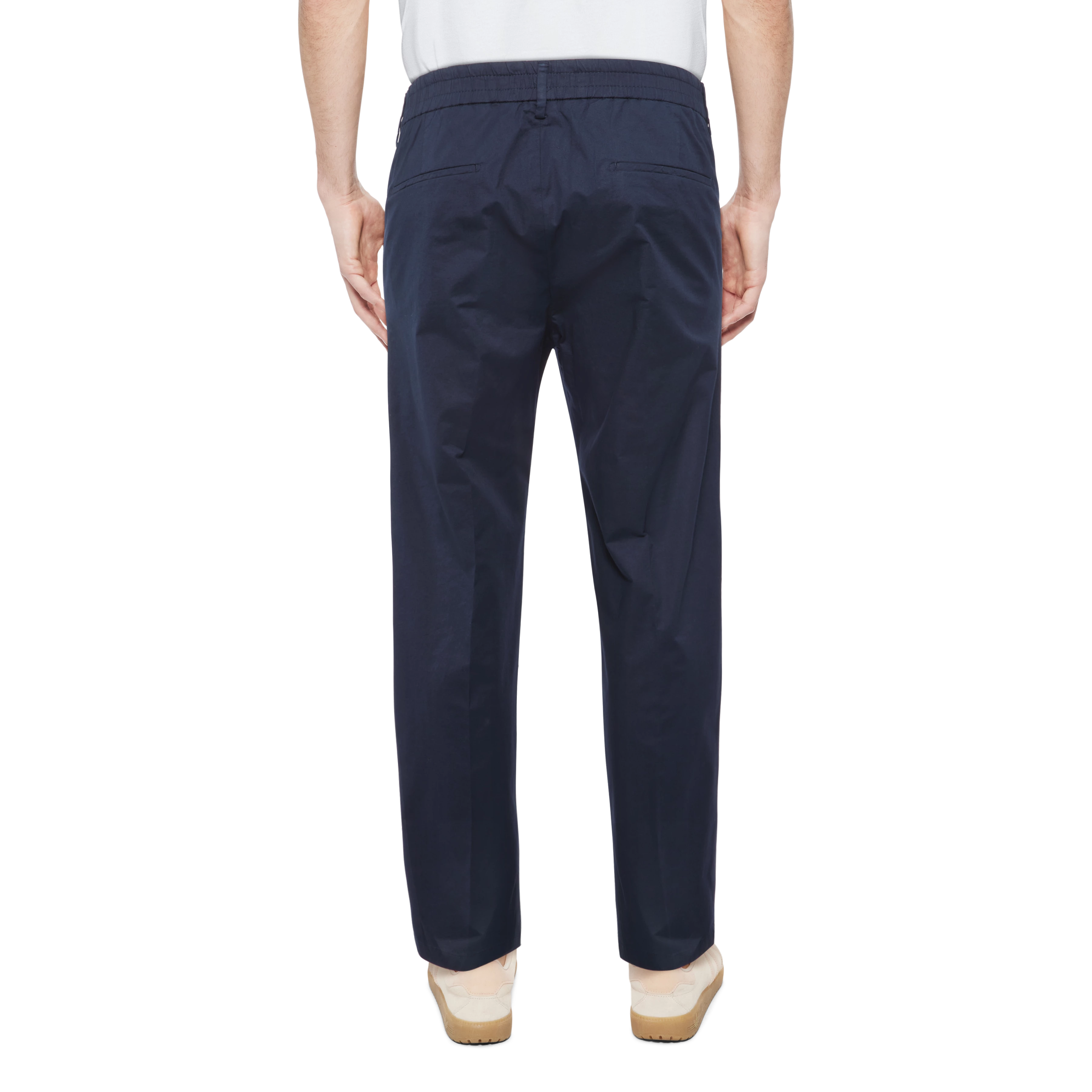 CHASY_RGLR - Casual broek met plooi in katoen gabardine - heren - blauw - Rückansicht