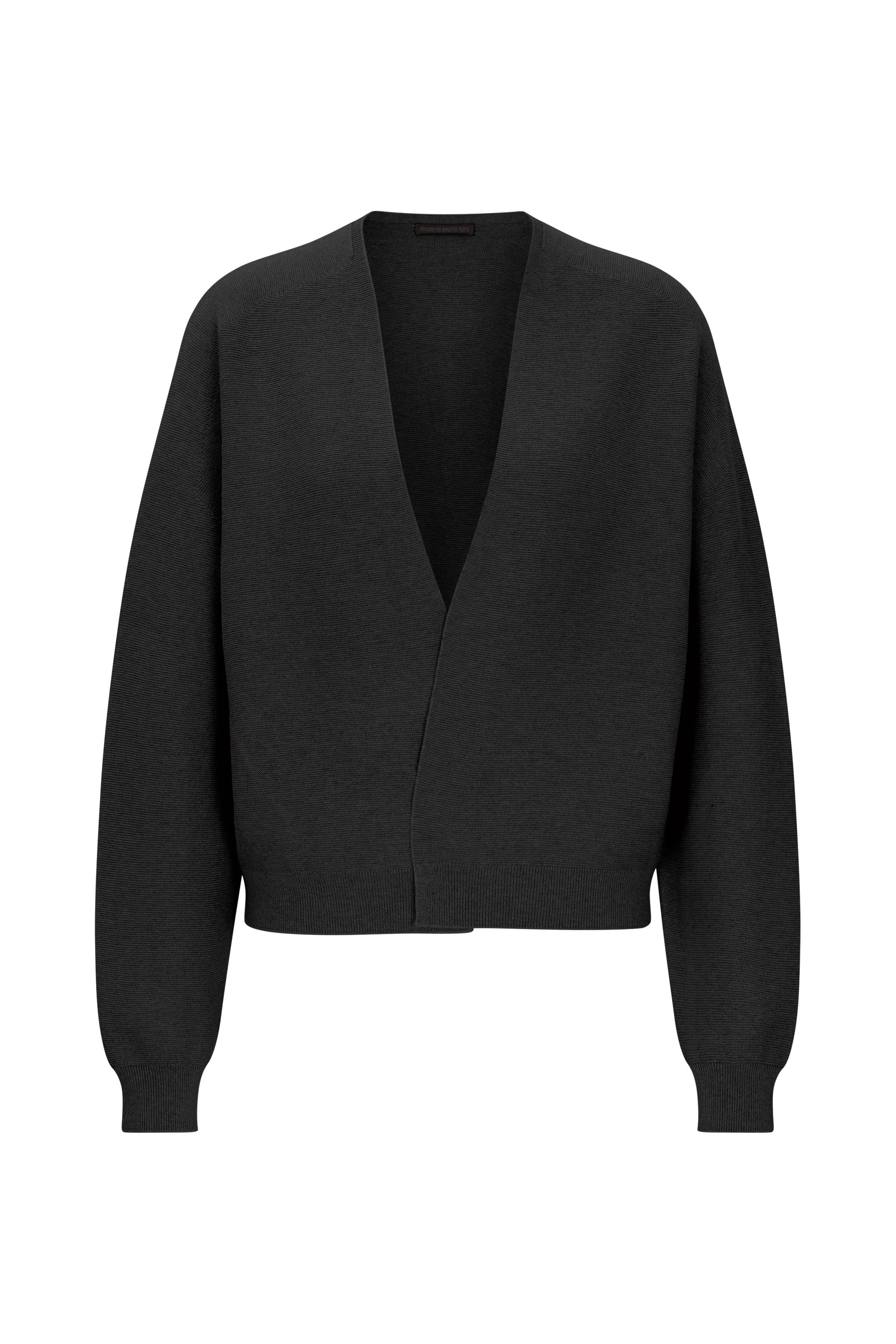 MIRALA - lässige Strickjacke in Baumwoll-Kaschmir - Damen - schwarz - Freisteller Frontansicht