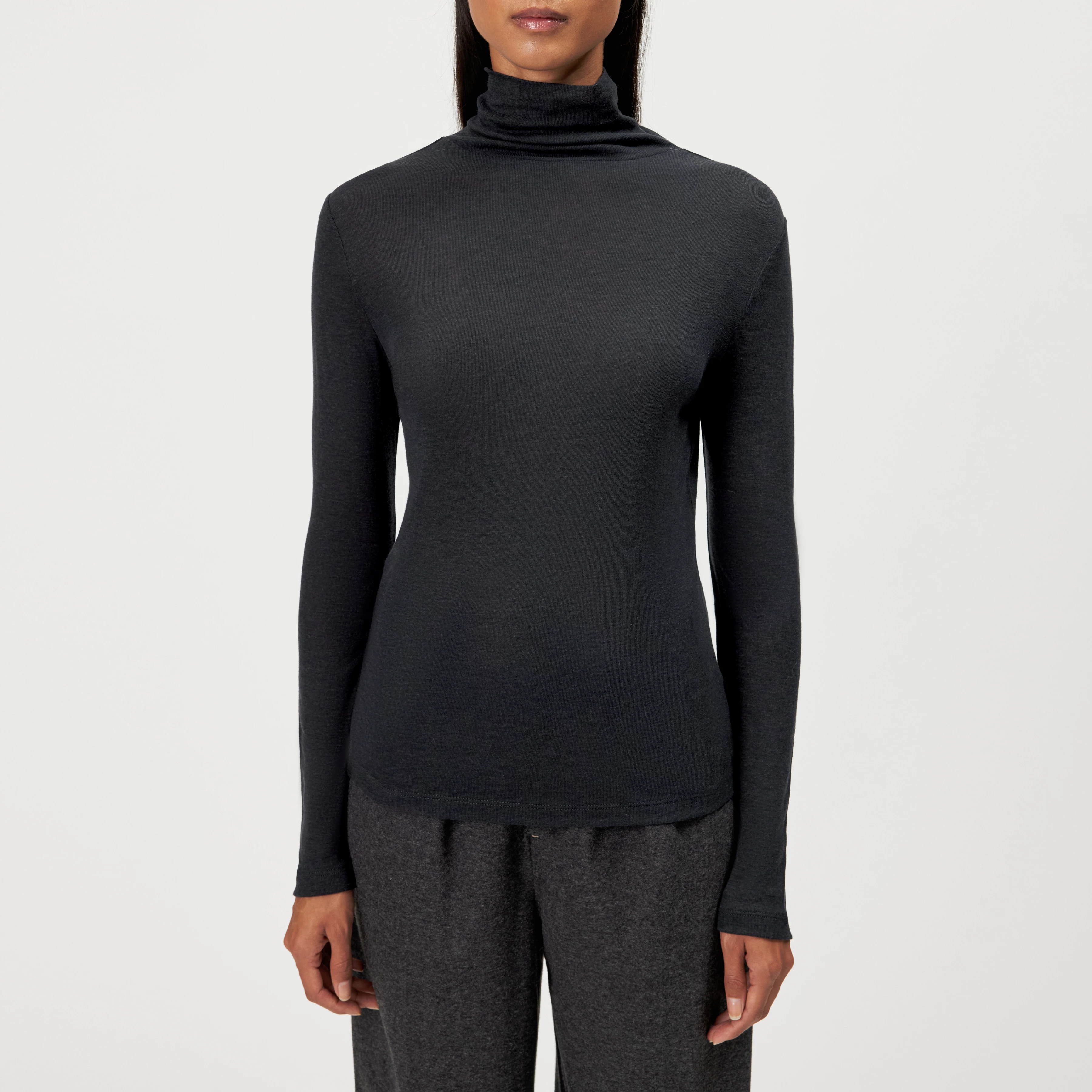 ZERAFNE - Slim long sleeve in lyocell-wool blend - women - grey - Frontansicht