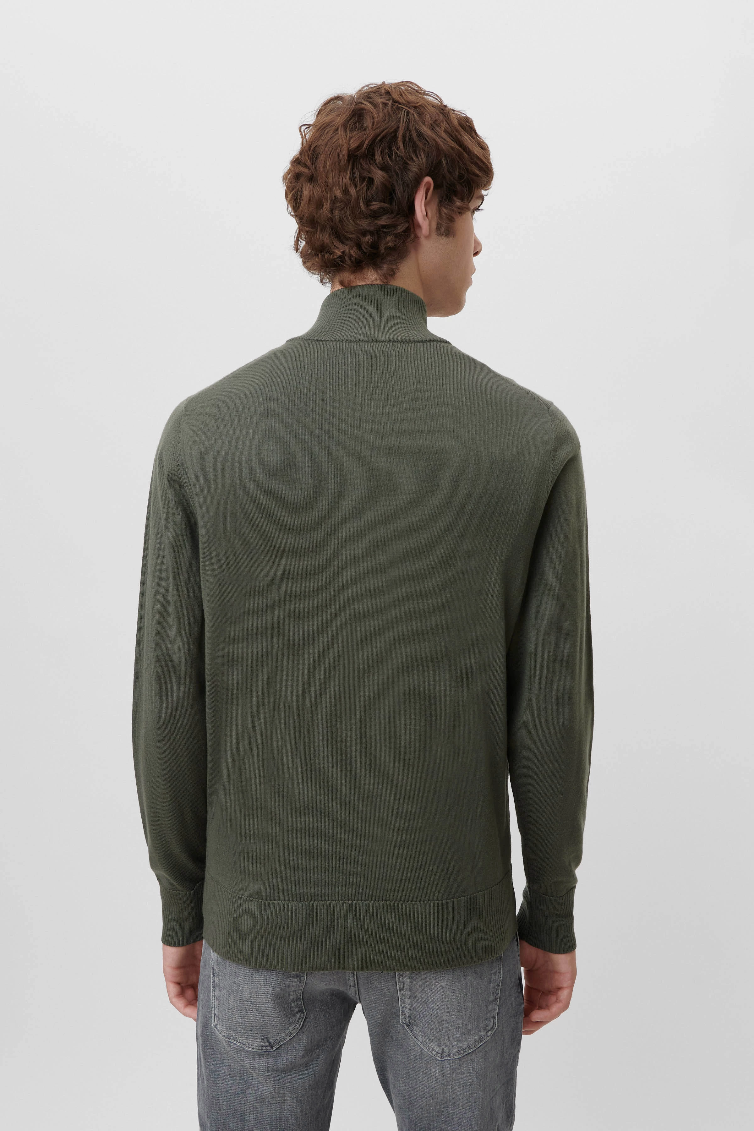 ANTONIO - Zip-up jacket in merino wool - men - green - Rückansicht