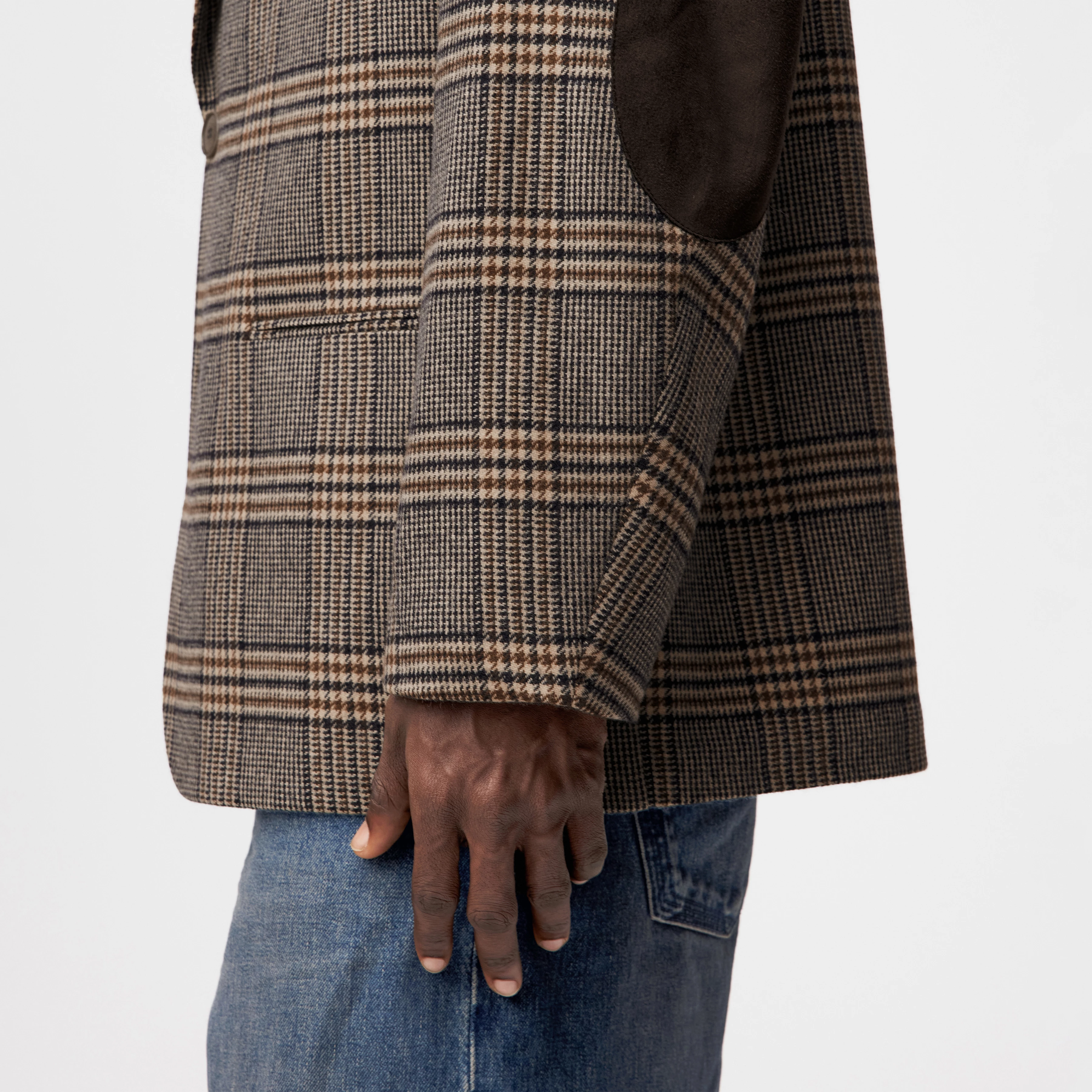 MADIM - Oversized Sakko in Woll-Mix Glencheck - Herren - blau - Detailansicht am Model