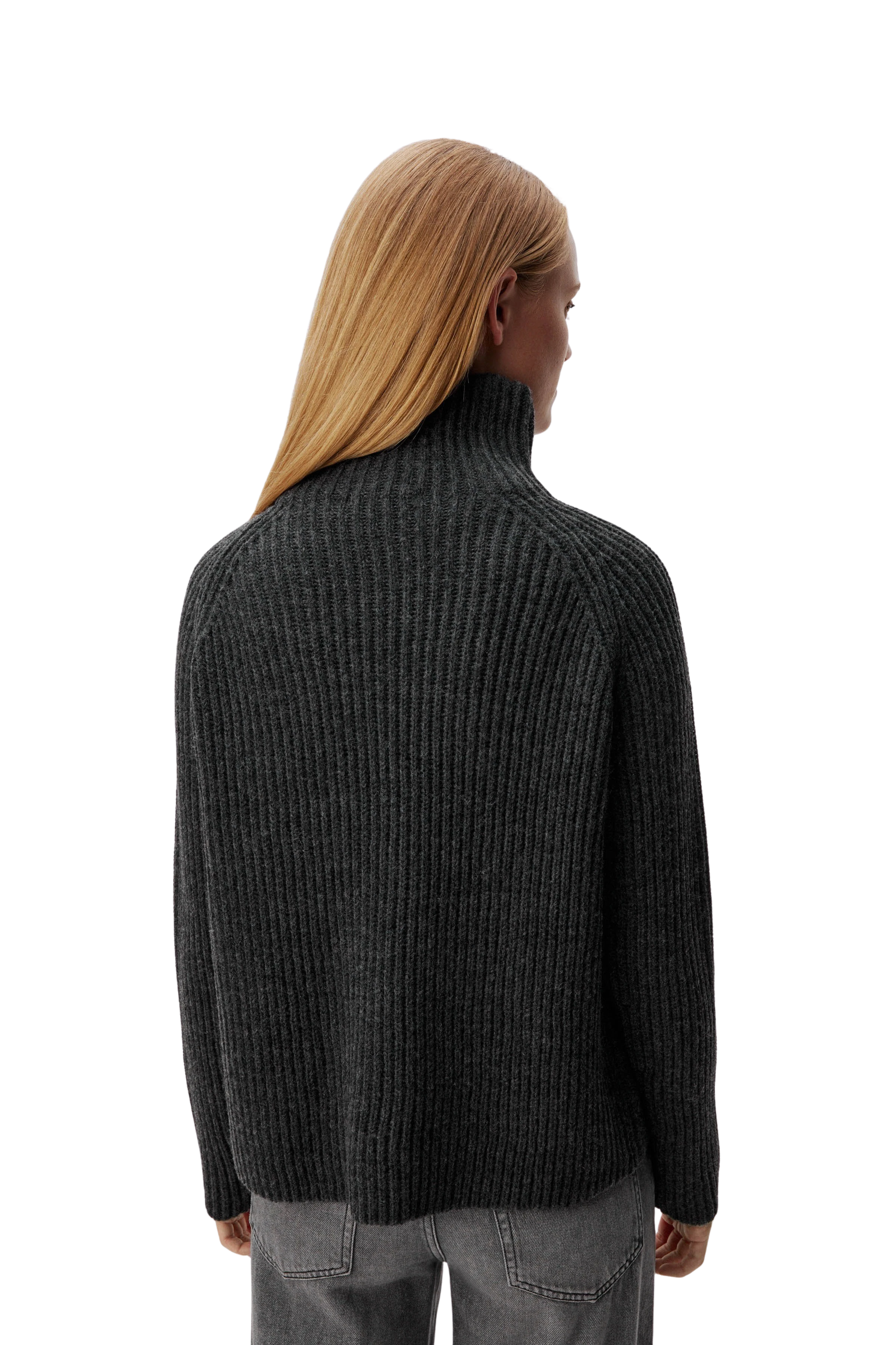 ARWEN - Rollkragenpullover in Woll-Alpakamix - Damen - grau - Rückansicht