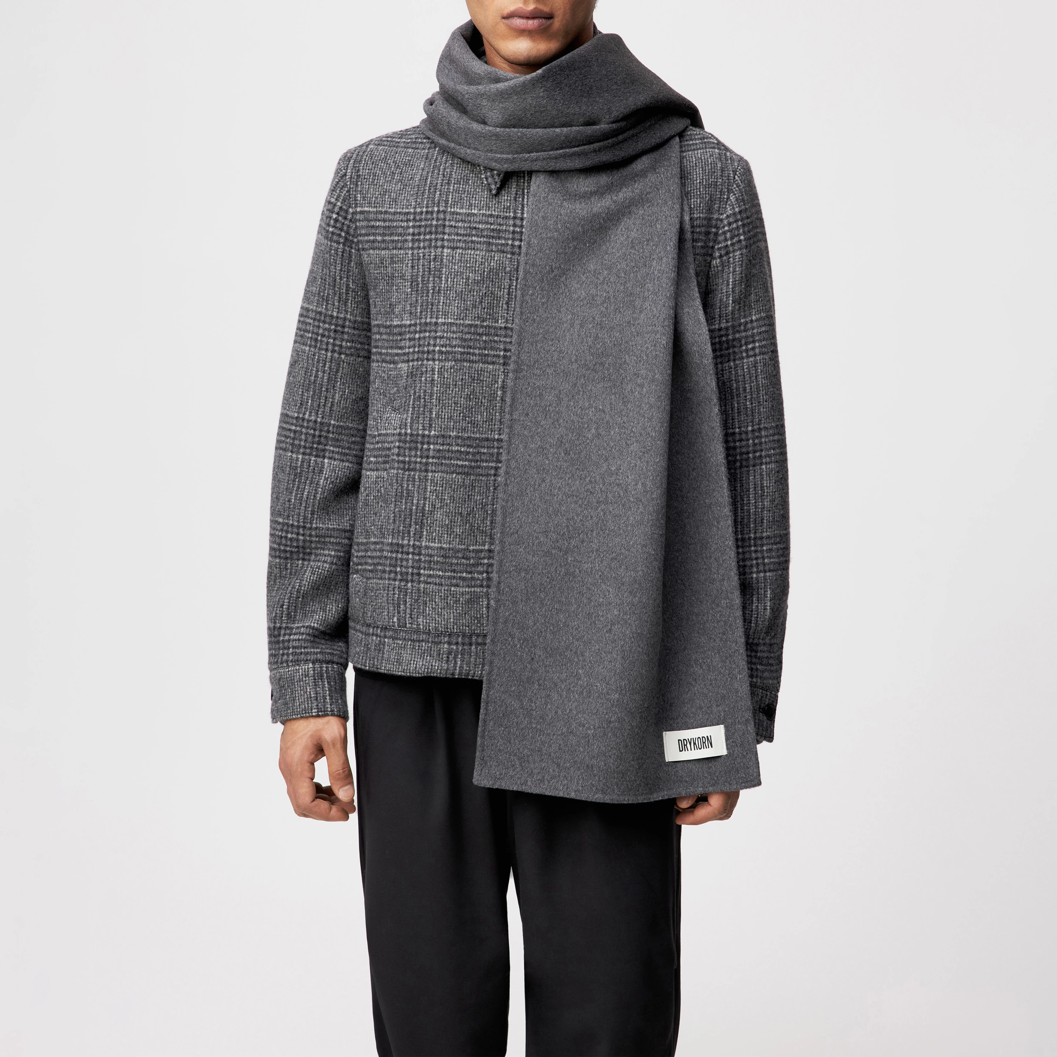 JARI - Scarf in double-faced wool - unisex - grey - Frontansicht