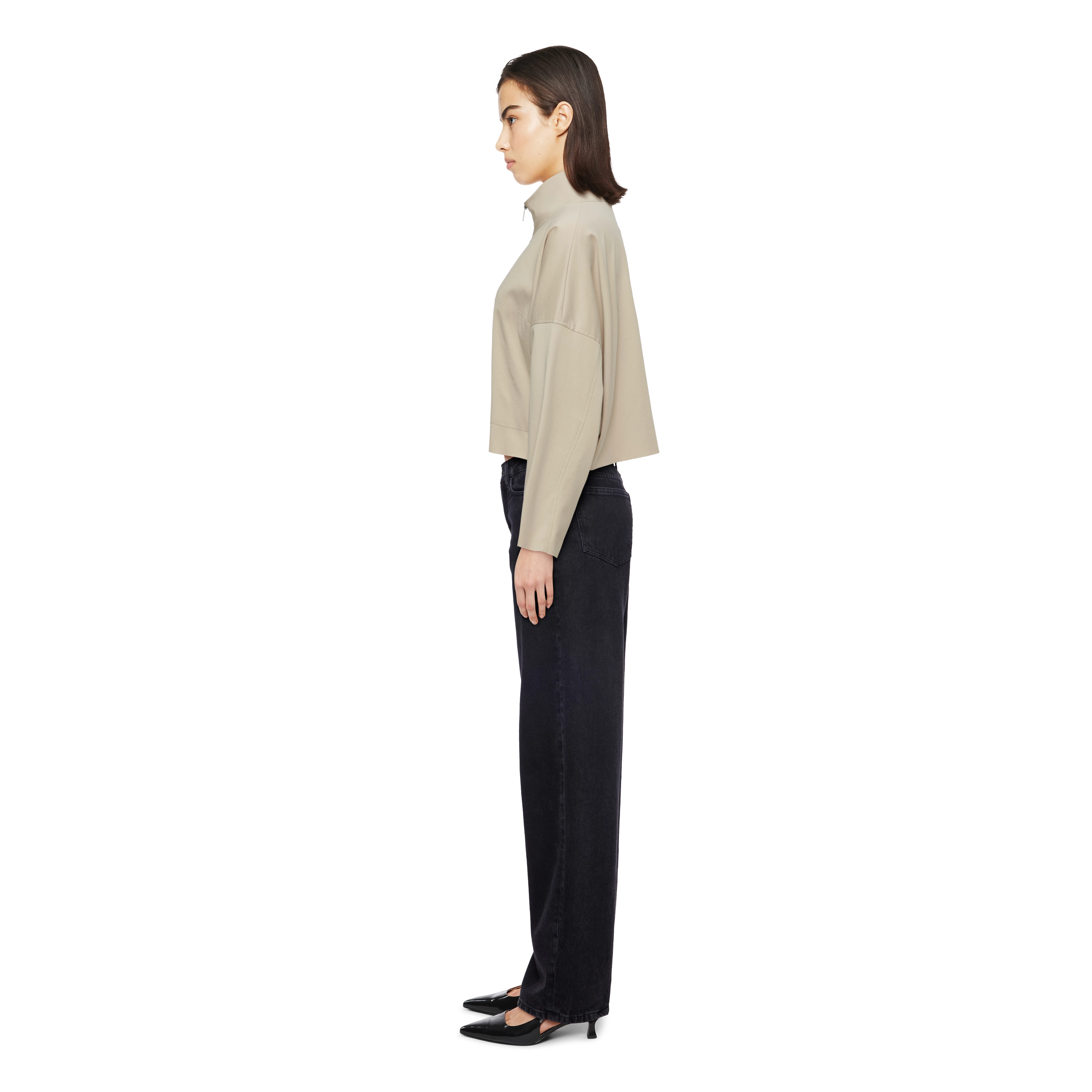 ELSTOW - Oversized jacket in Punto Milano jersey - women - beige - Seitenansicht