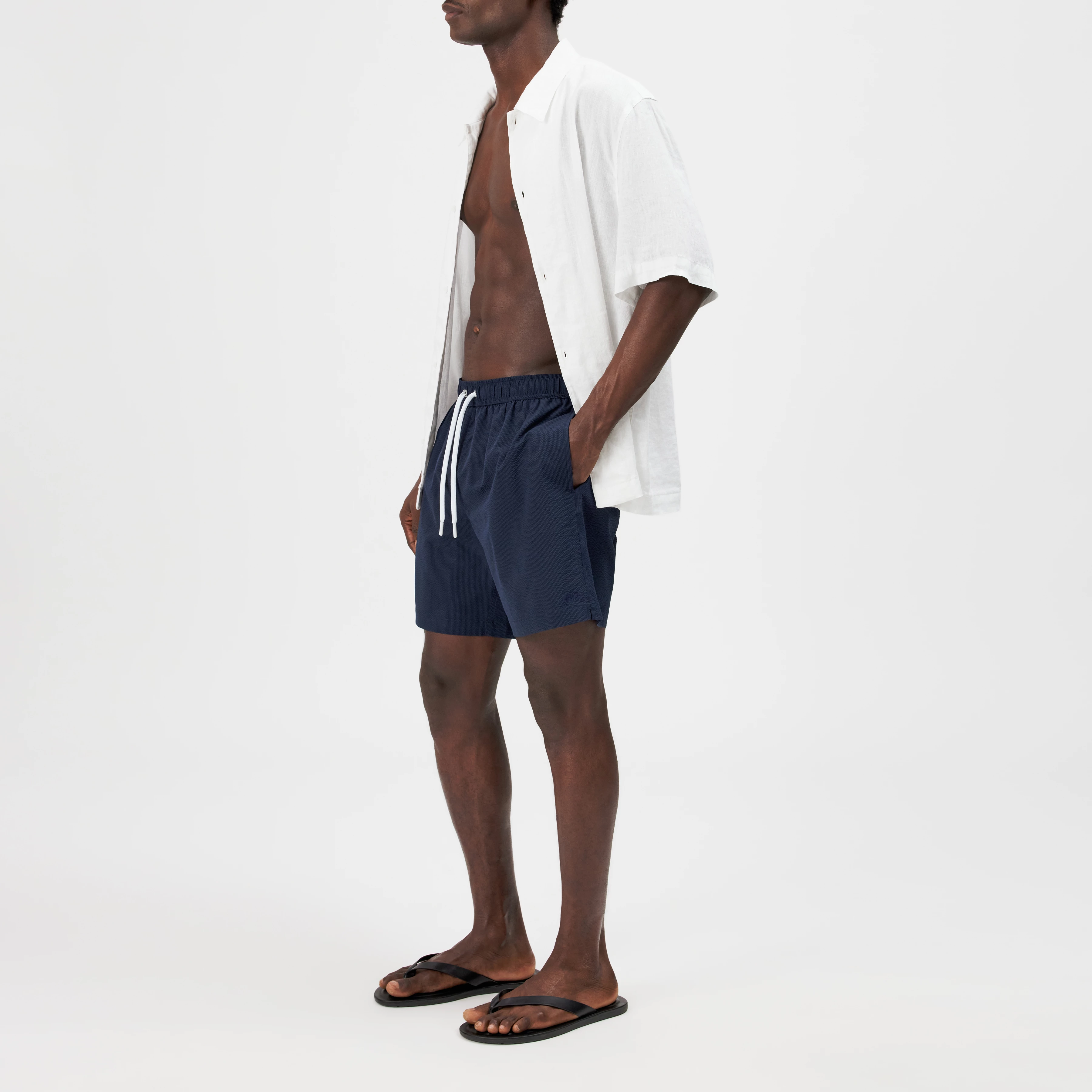 JARON - Short swim trunks with crinkle effect - unisex - blue - Seitenansicht