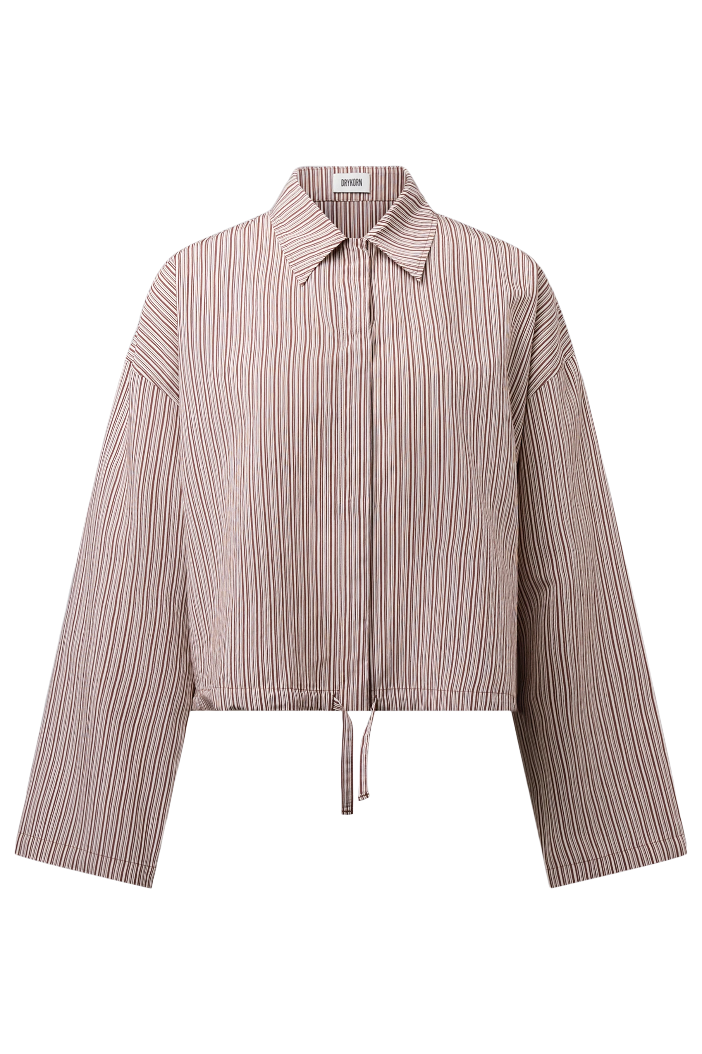 FIONEL - Cropped drawstring shirt blouse - women - brown - Freisteller Frontansicht