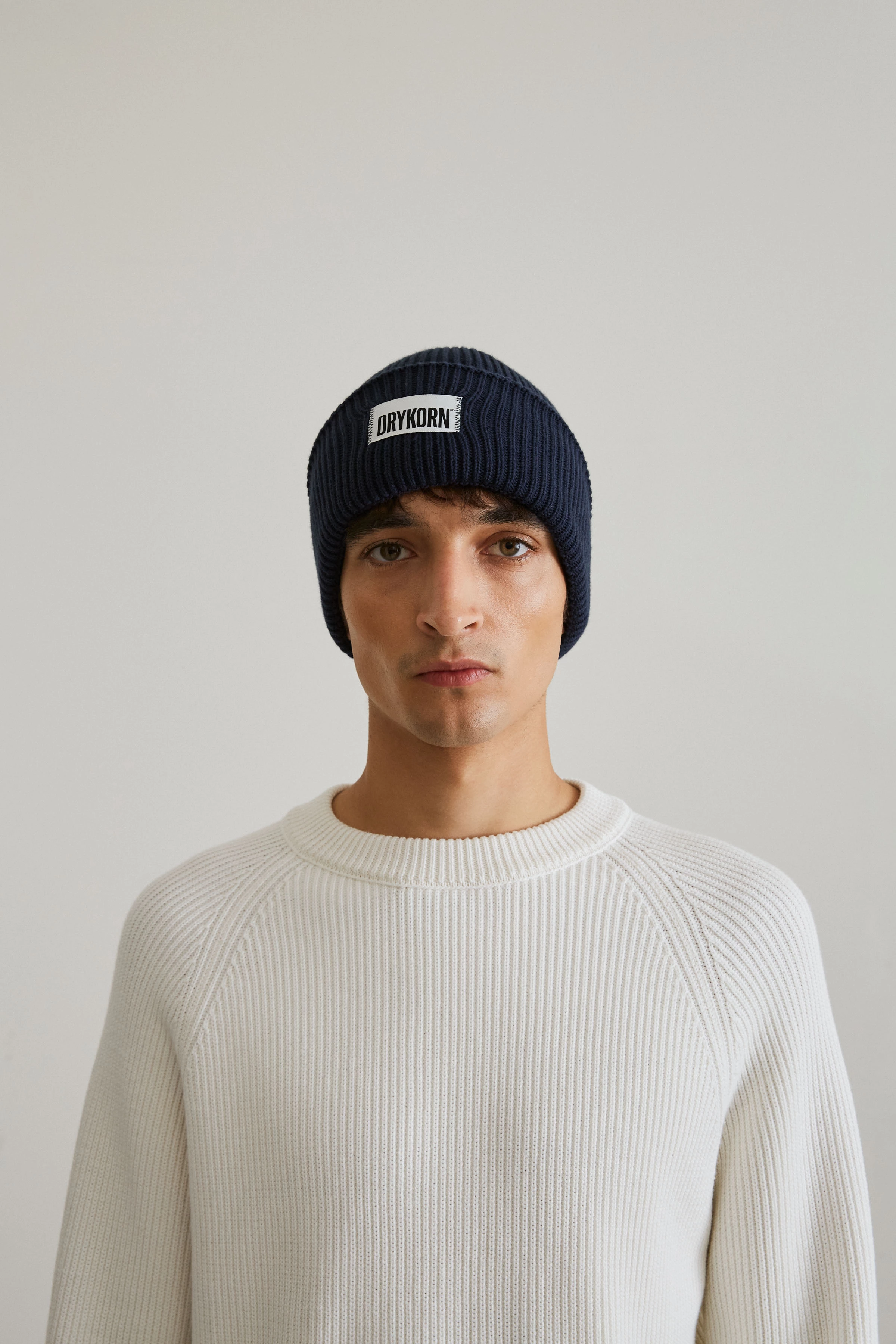 LOAH - Beanie in Baumwoll-Mix - Unisex - blau - Rückansicht