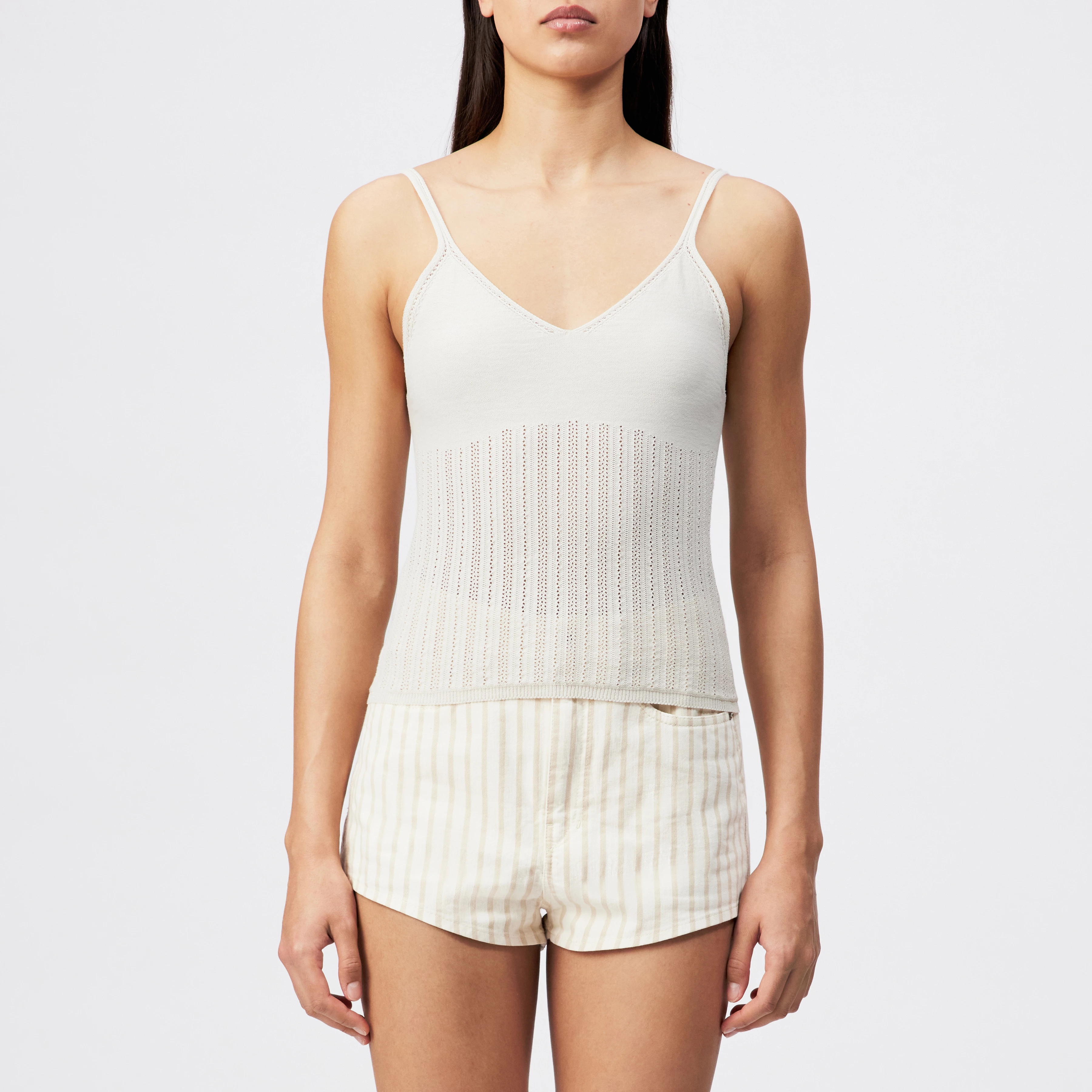 FRANCYANE_2 - Stricktop in reiner Baumwolle - Damen - off white - Frontansicht
