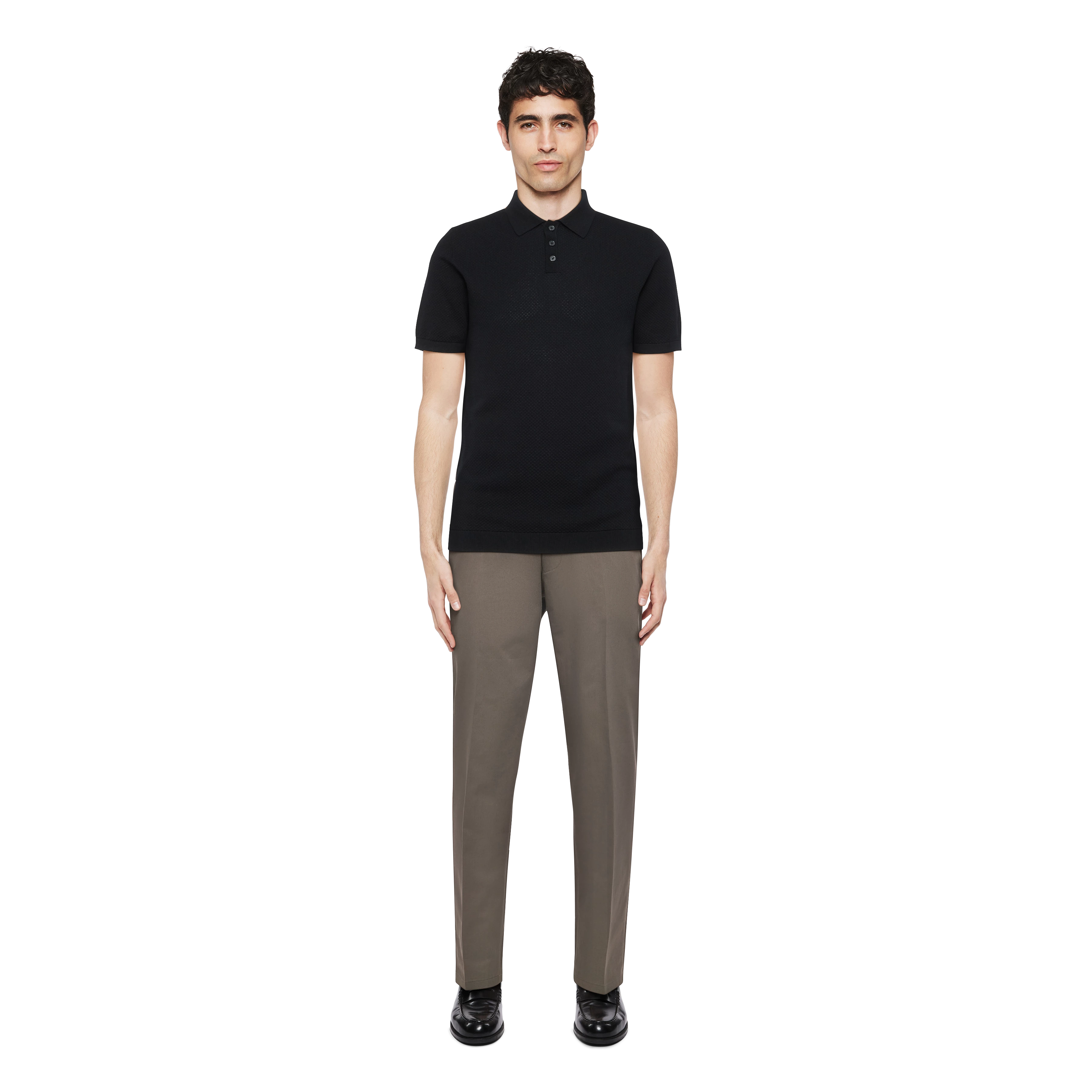 TRITON - Polo-Shirt in Baumwolle - Herren - schwarz - Ganzkörper-Frontansicht