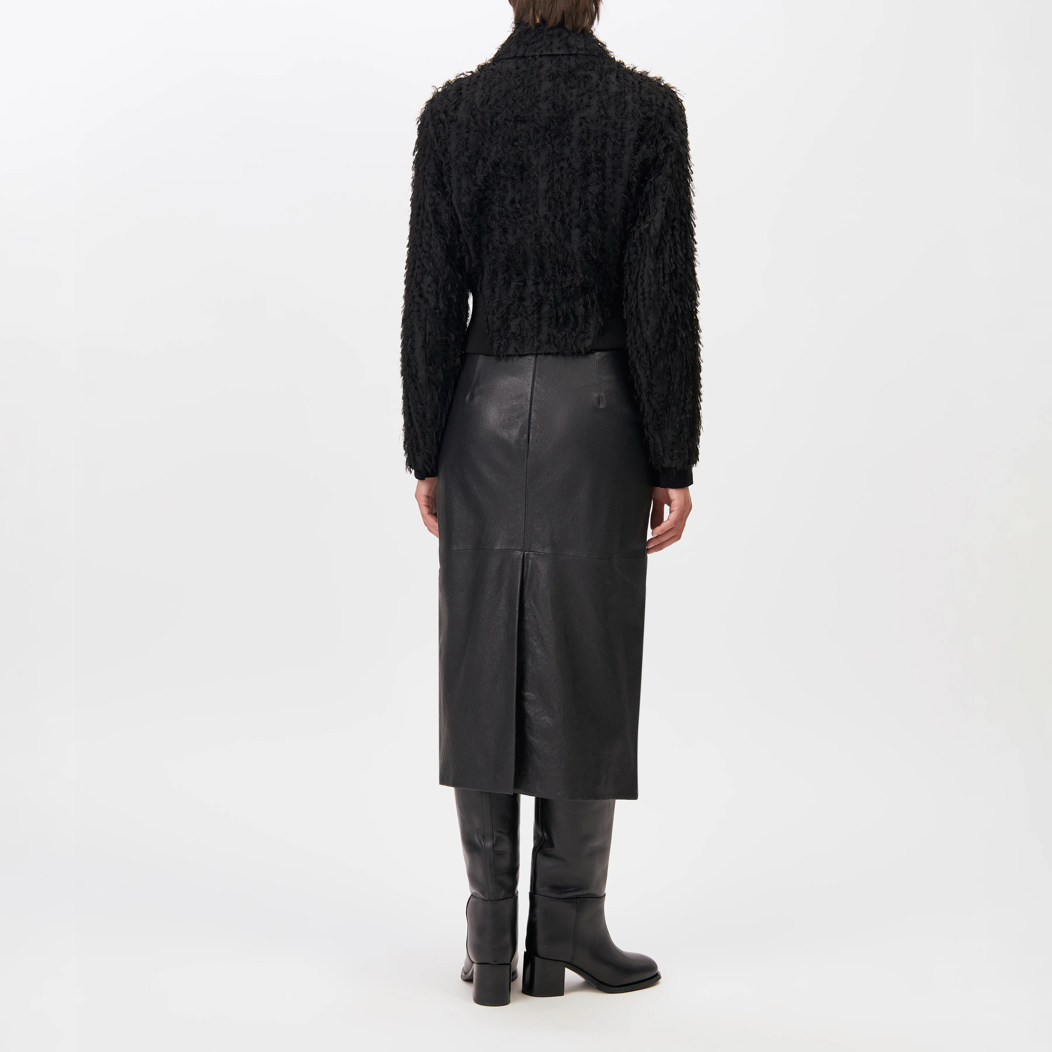 MAXEY - Relaxed fit fringed bomber jacket - women - black - Rückansicht