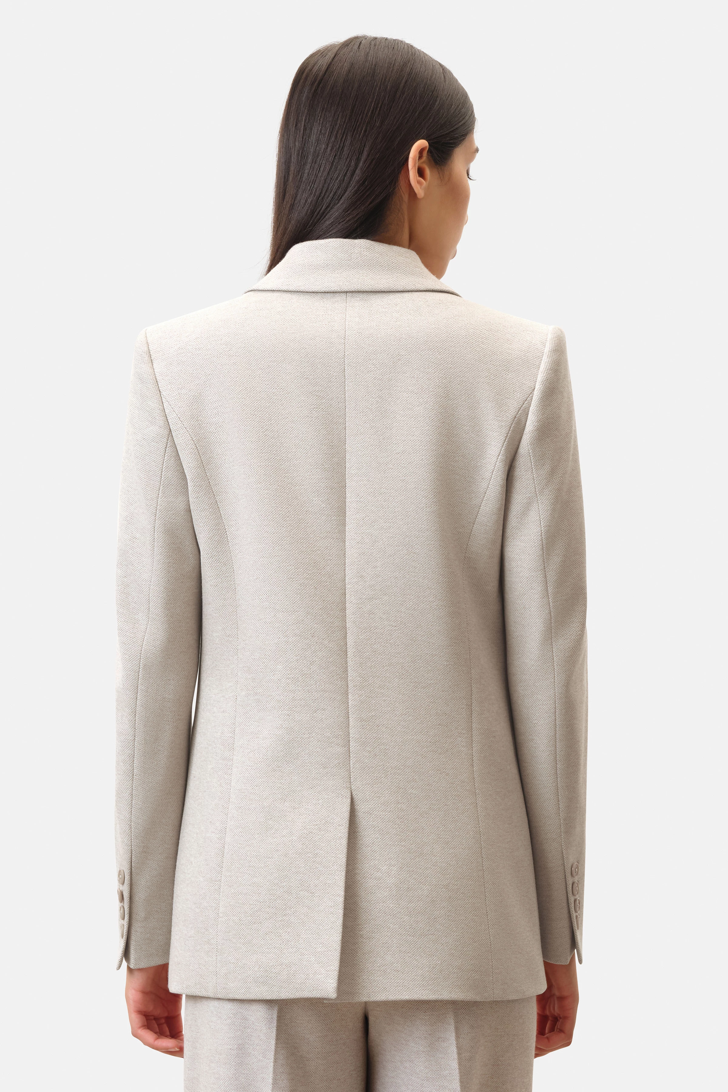 ATLIN_2 - Einknopf-Blazer in Jersey - Damen - beige - Rückansicht