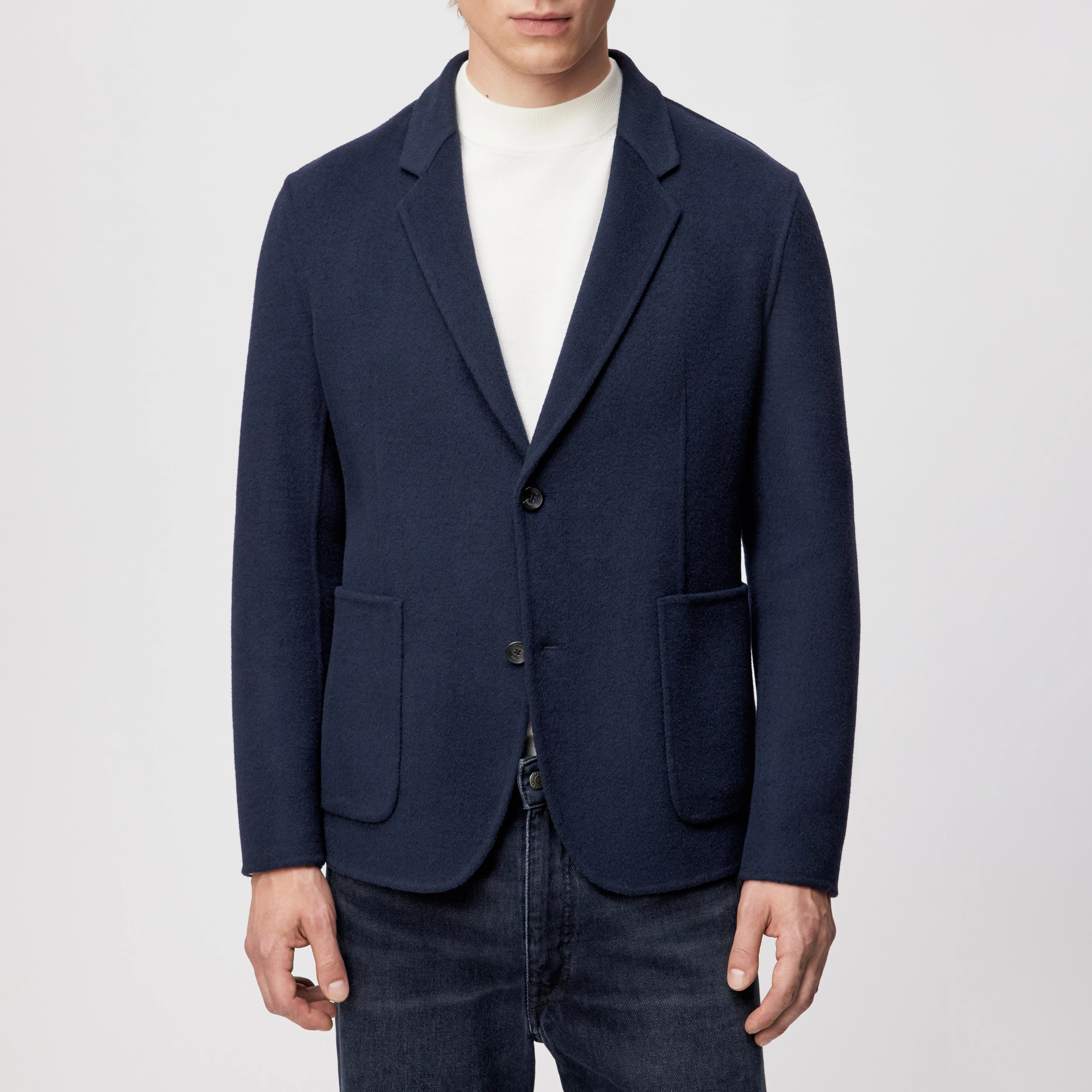 MARLS_DF - Enkelsluitend colbert in wollen doubleface - heren - blauw - Frontansicht