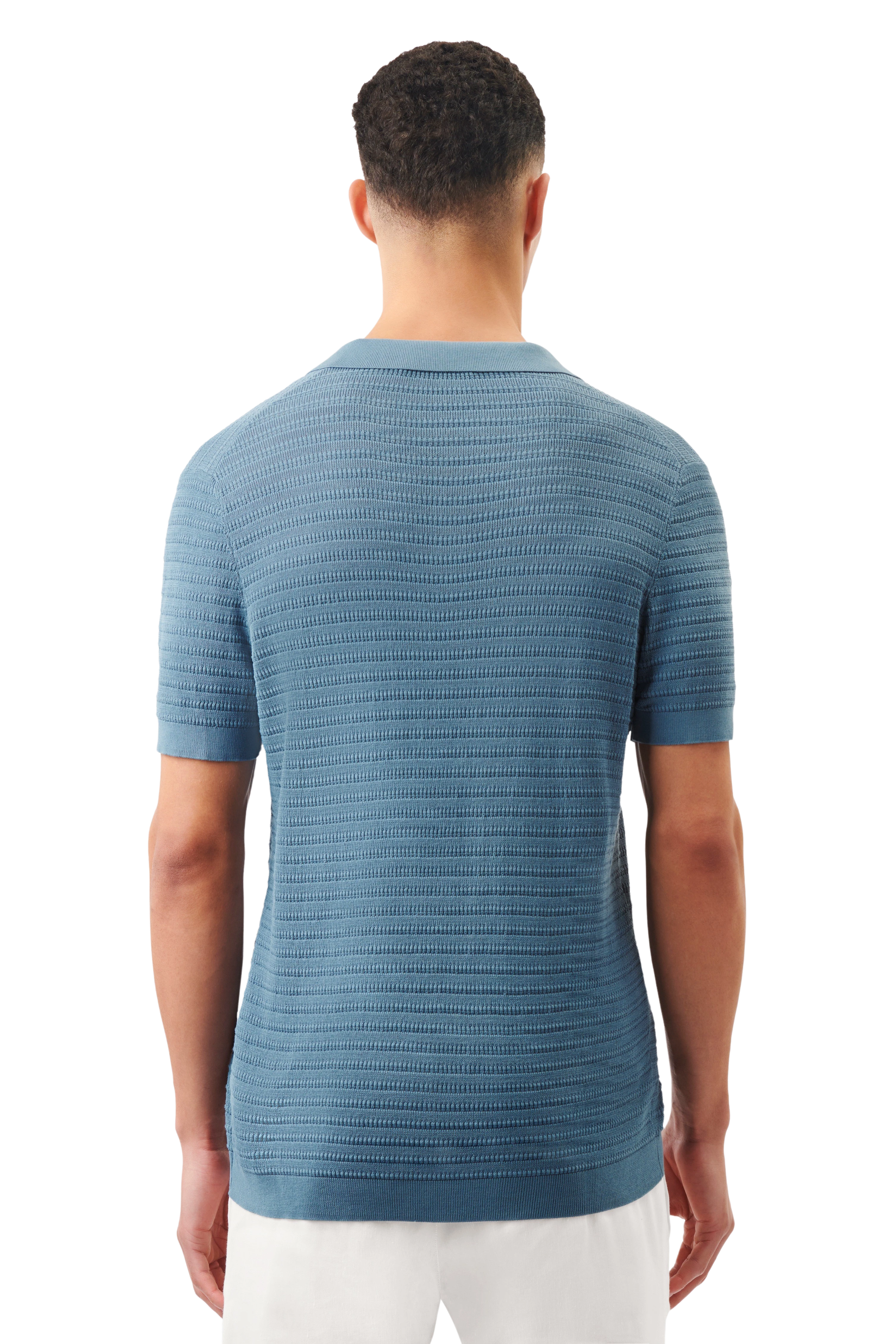 BRAIAN - Strick-Polo in mercerisierter Baumwolle - Herren - blau - Rückansicht