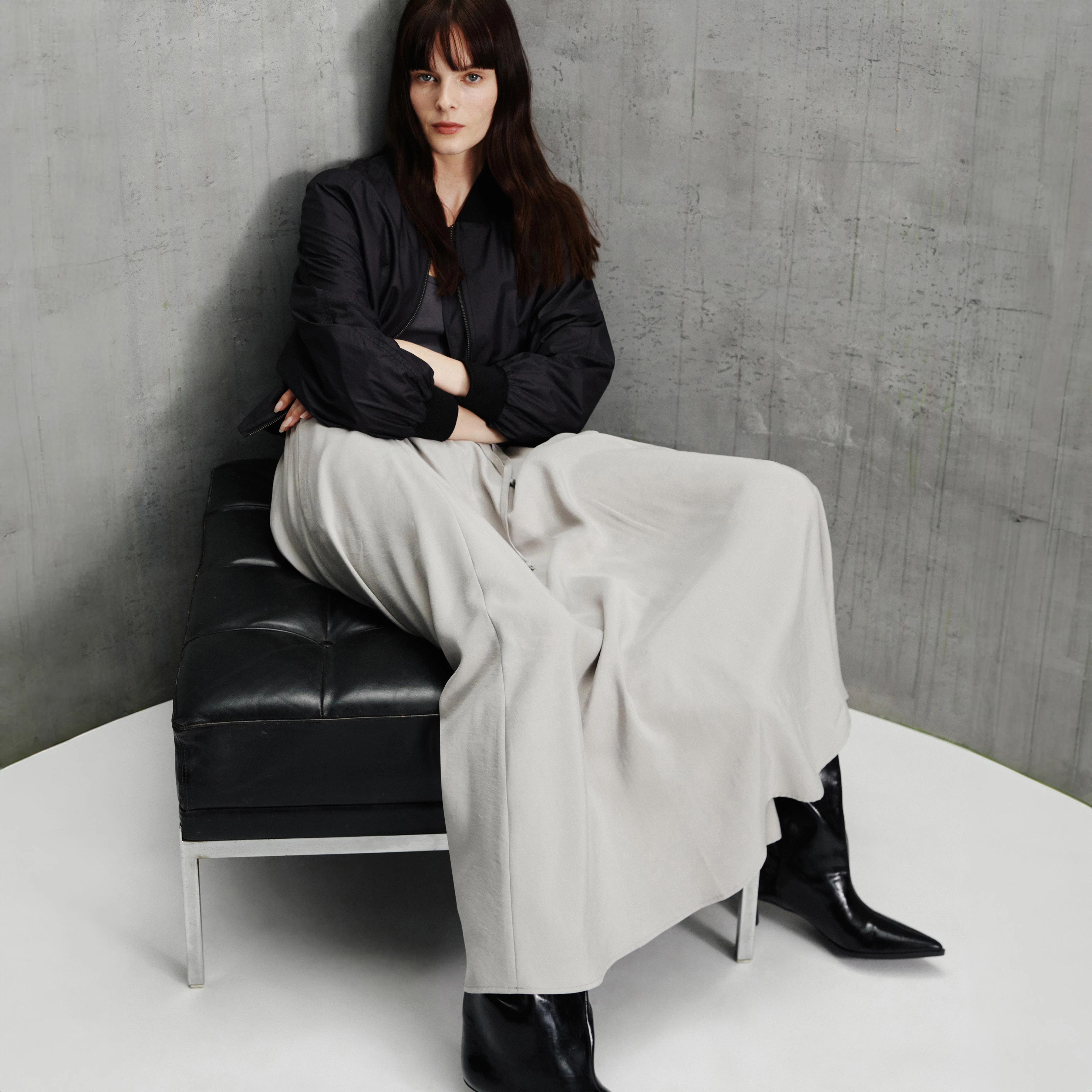 QERIME - Modal twill pleated skirt - women - grey