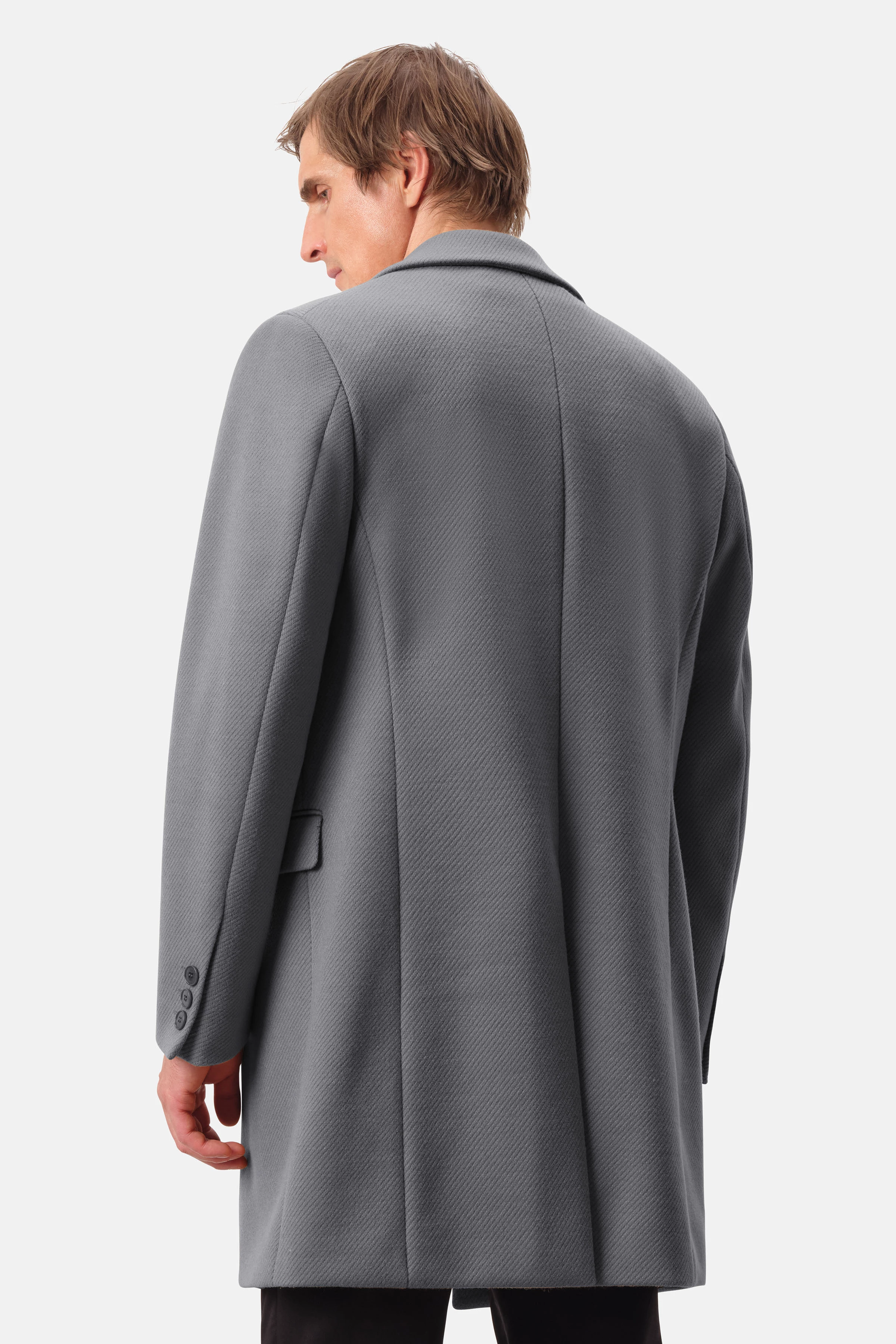 LUGO_2 - Reversmantel in winterlichem Woll-Mix - Herren - grau - Rückansicht